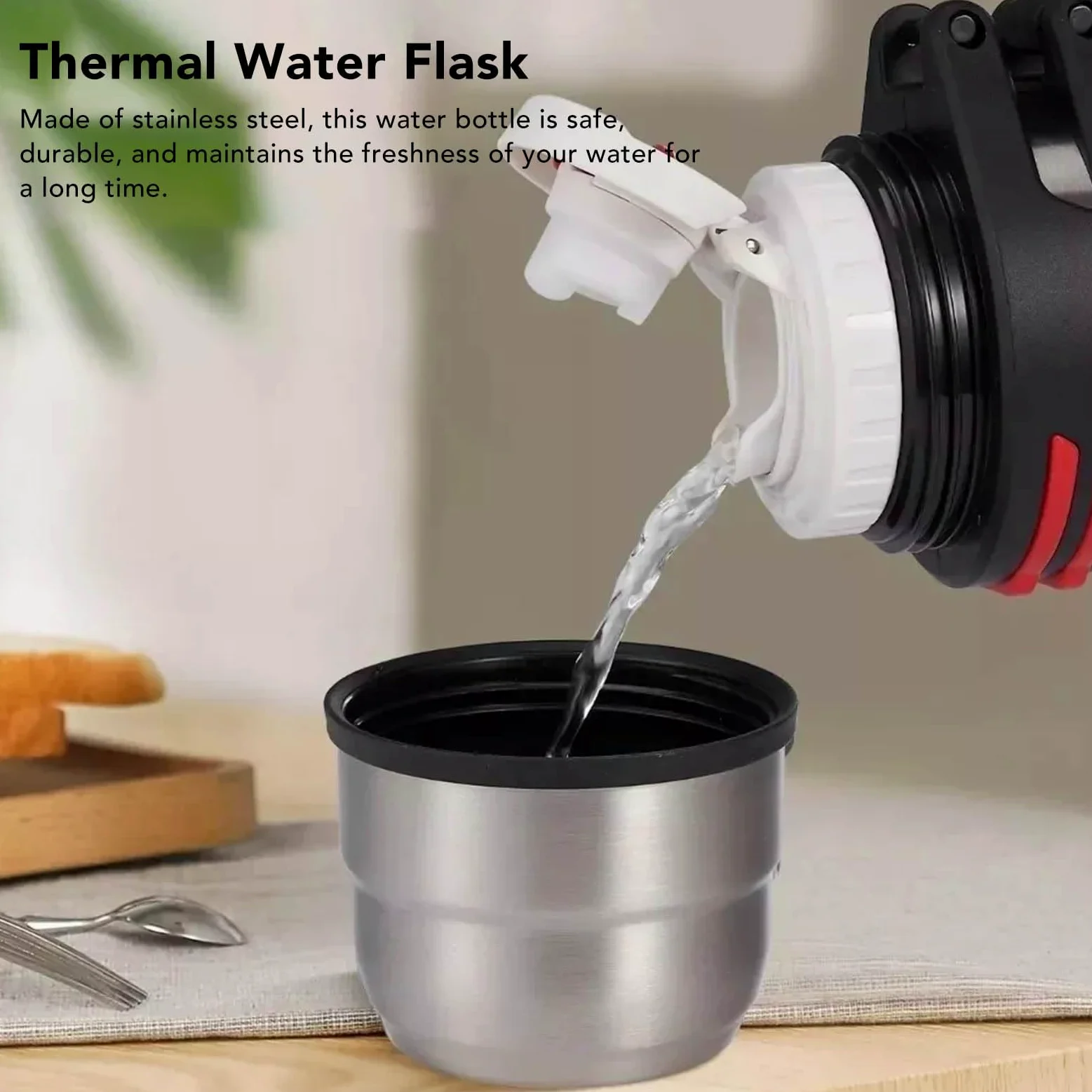 Bottiglia d'acqua termica 2L in acciaio inox con 2 coperchi tipo di pressione a prova di perdite Borraccia portatile a prova di perdite per escursionismo tazza isolata sottovuoto bottiglia d'acqua
