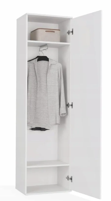 BDW Appendiabiti con specchio, moderno, multifunzionale, per corridoio, camera da letto, cameretta dei bambini, 180 x 50 x 35 (T), bianco