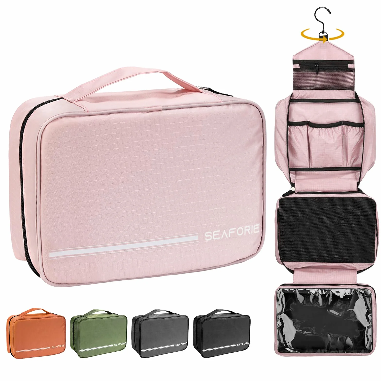 Beauty Case da Viaggio Impermeabile 4 in 1 per Donna, Grande Borsa da Toilette da Appendere