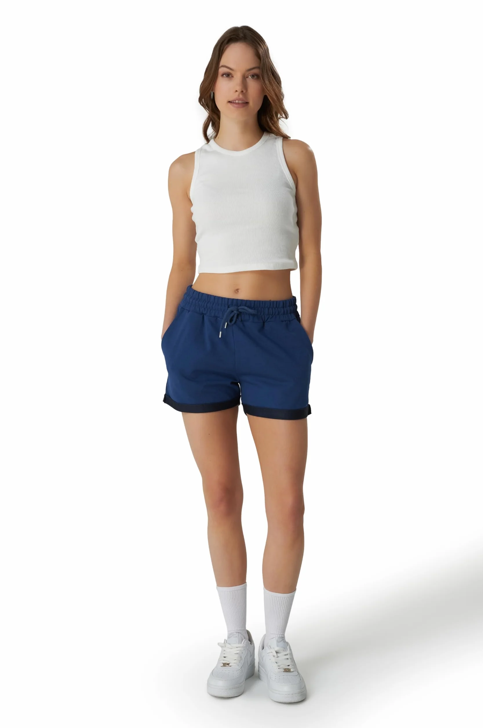 Smith & Solo Pantaloncini Sportivi da Donna in Cotone, Shorts a Vita Alta, Corti Estivi per Palestra, Jogging, Sport, Yoga e Fitness