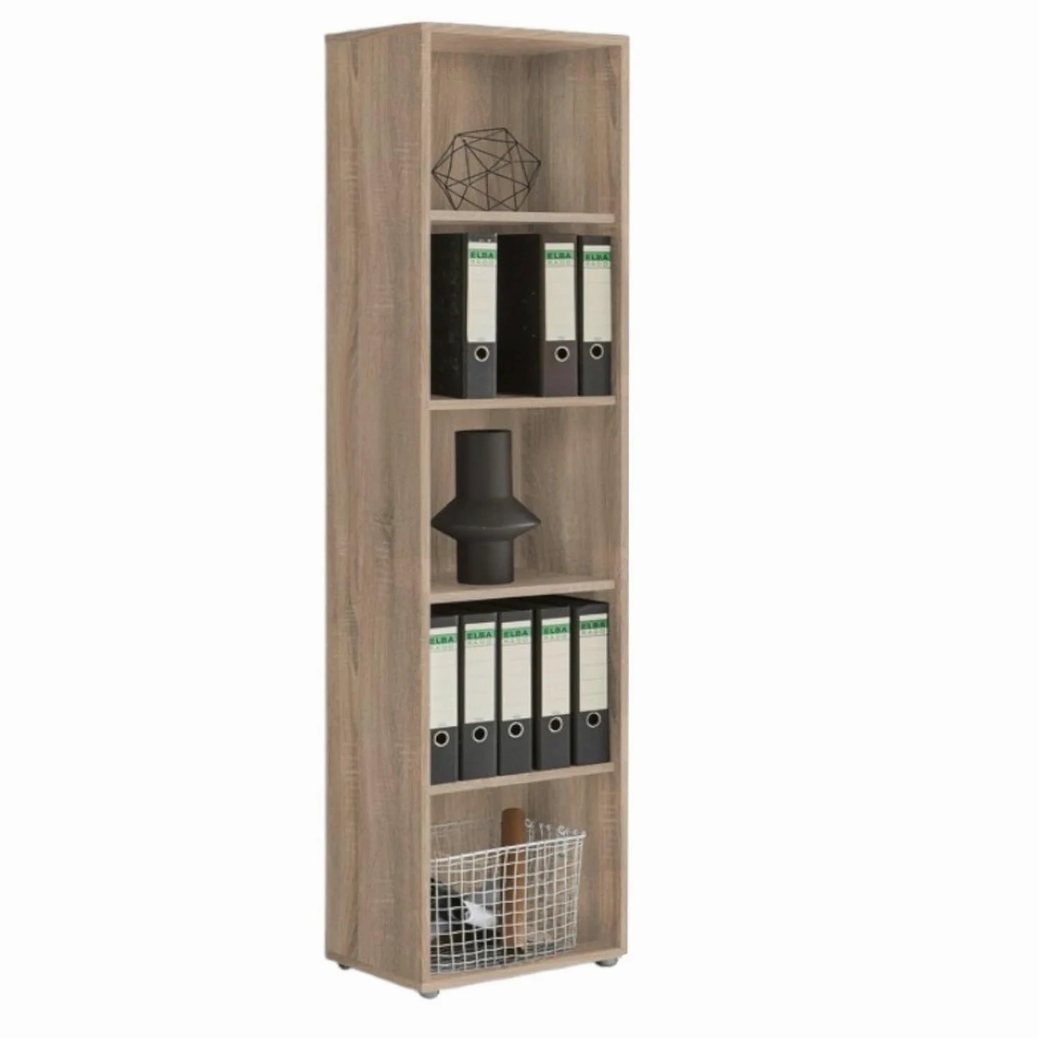 BMG Möbel Office Edition Set 22, armadietto da ufficio con serratura con manici in metallo, prodotto in Germania (rovere Sonoma/bianco lucido)