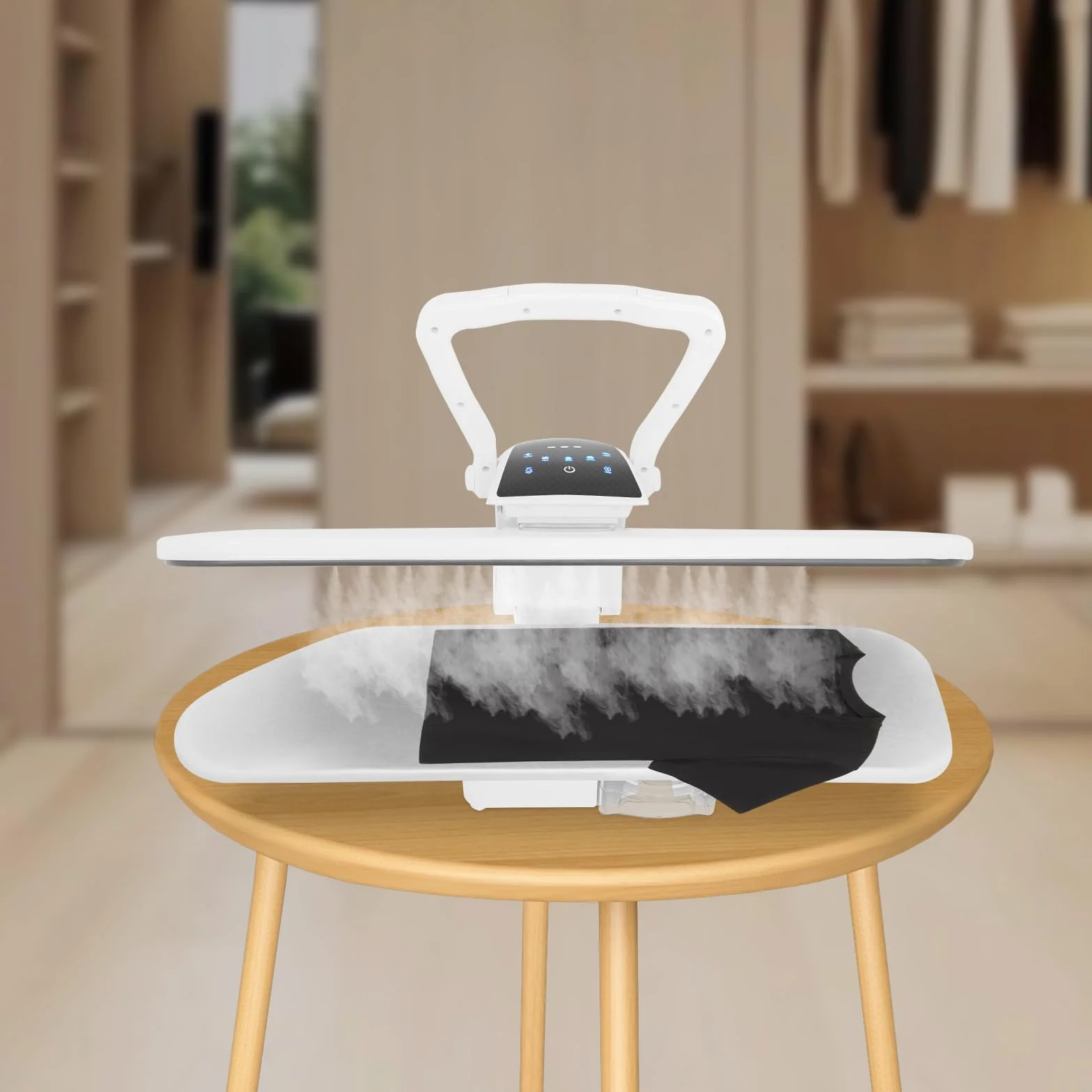 Pressa a vapore intelligente, 2200 W, con 5 programmi di stiratura, nylon, seta, cotone, lino, con intervallo di temperatura di 90 – 200 °C (bianco)
