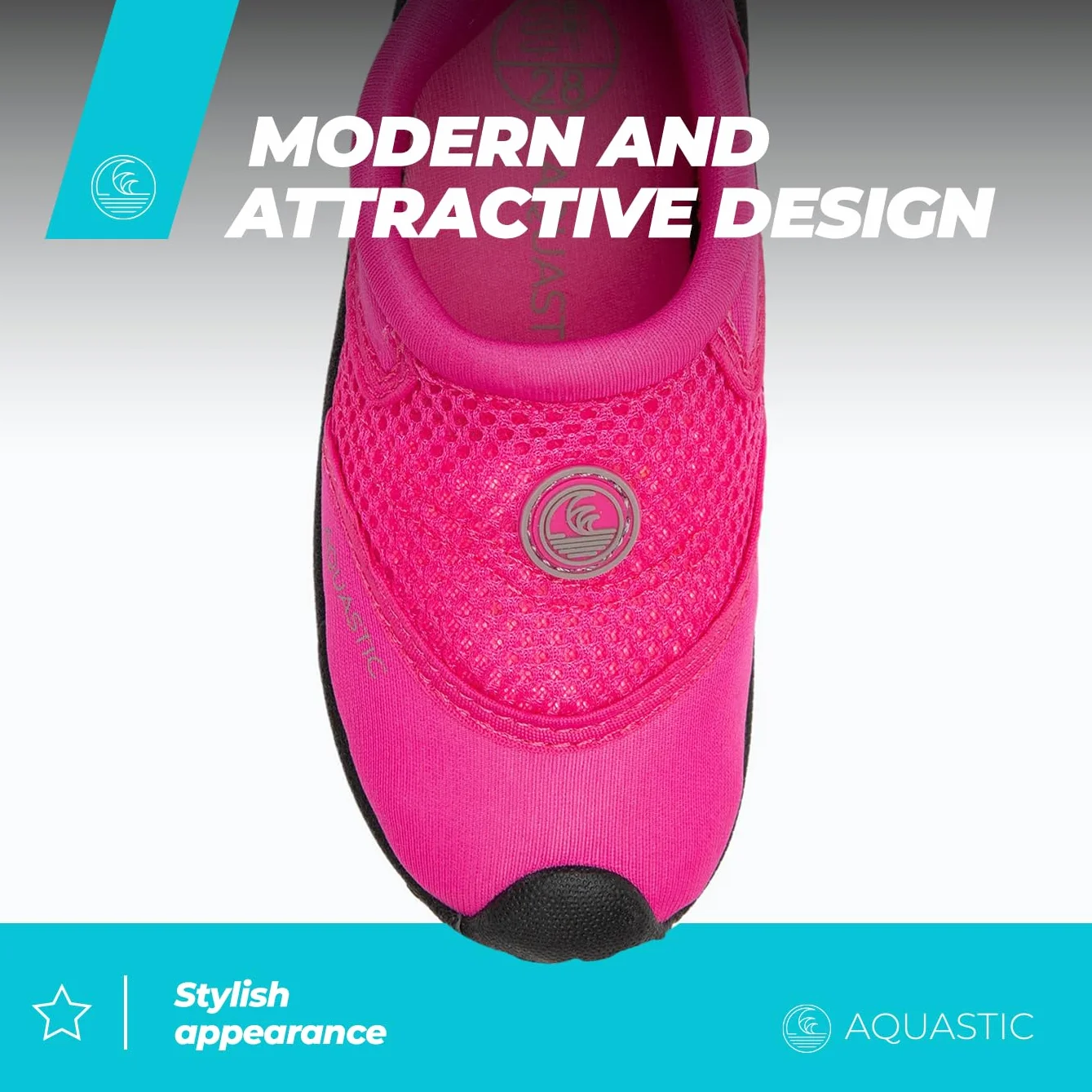 AQUASTIC Scarpe da Scoglio KEA JR Bambini Taglia 26-36 EU Scarpe da Nuoto Slip-On Suola Gomma Antiscivolo TPR Drenaggio Acqua Piscina Spiaggia