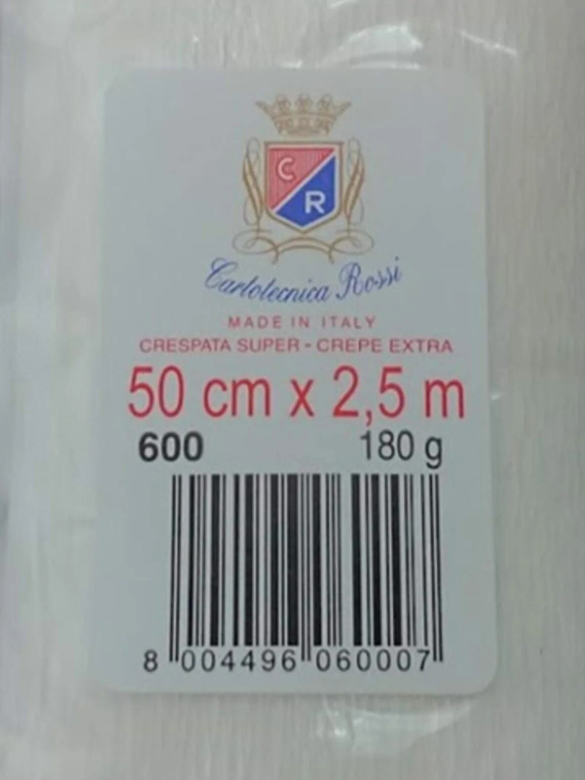ROTOLO CARTA CRESPA MT.0,5 X 2,5 GR.180 BIANCO