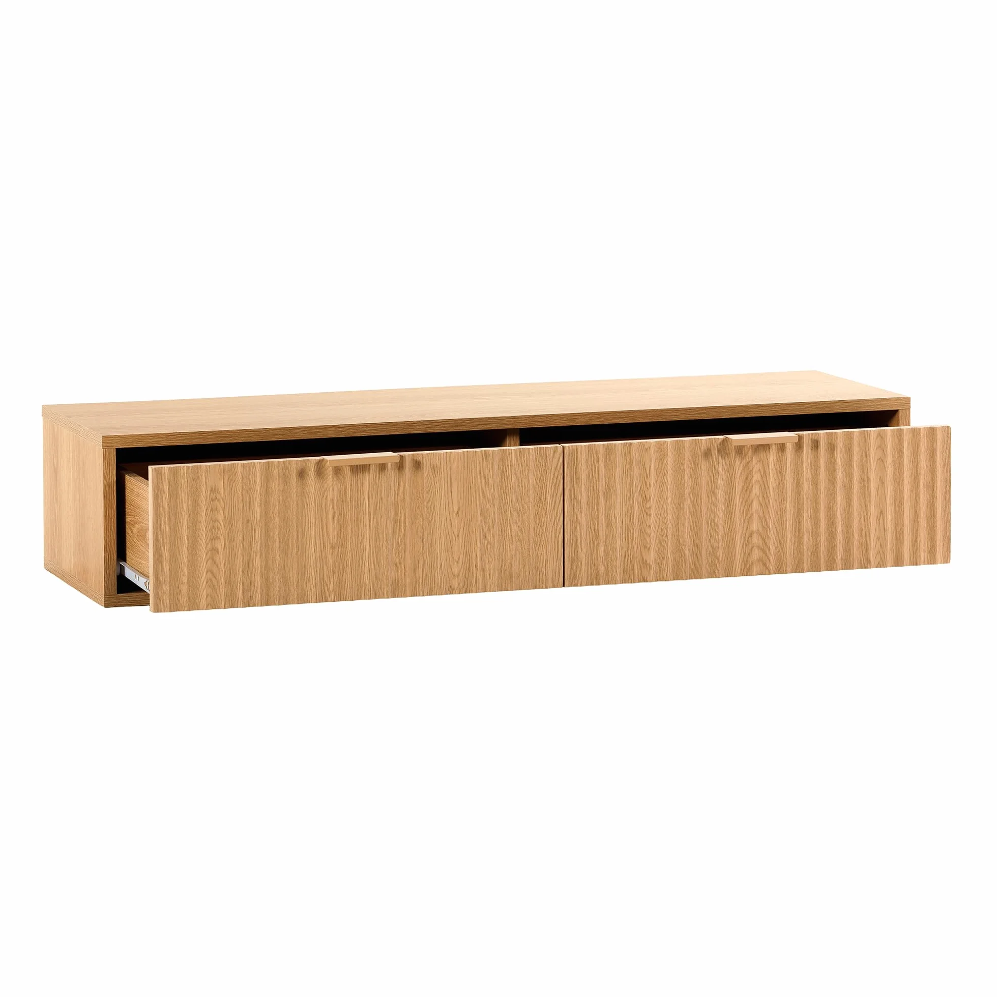 HOMN LIVING Consolle sospesa per ingresso Lluvia 2 cassetti colore Rovere, 100 cm (Larghezza) 30 cm (Profondità) 20 cm (Altezza)