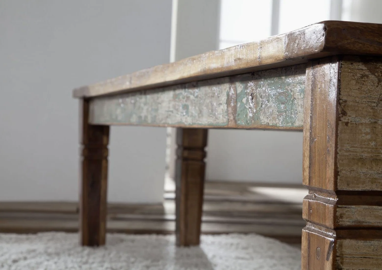 MASSIVMOEBEL24.DE Nature of Spirit #35 Panca in Legno Riciclato - Laccato/Multicolore 160x40x45