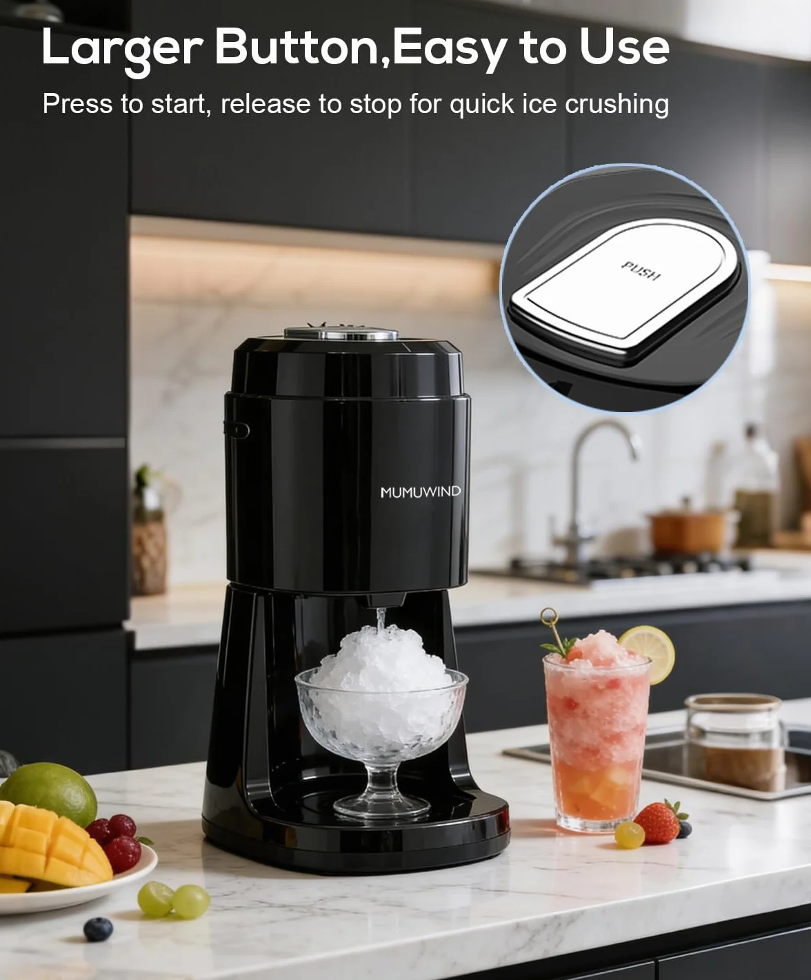 Tritaghiaccio Elettrico, Macchina per Granita da casa, Trita Ghiaccio Elettrico, ice crusher Macchina Granita per Bevande Rinfrescanti, Perfetta per Estate e Feste,Cocktail e Sorbetti