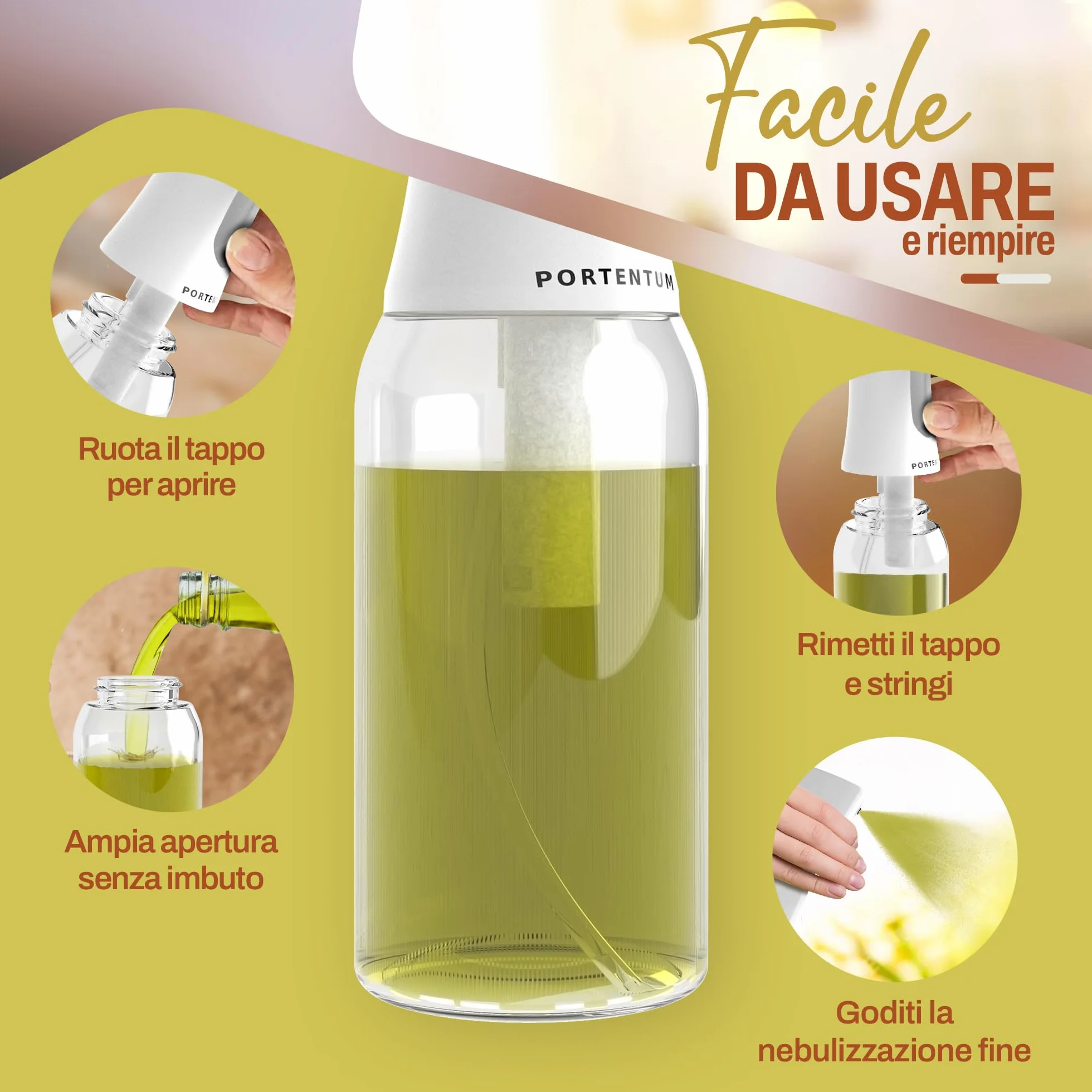 Spruzzino olio per friggitrice aria 300ml Antigoccia Oliera Vetro Dispenser