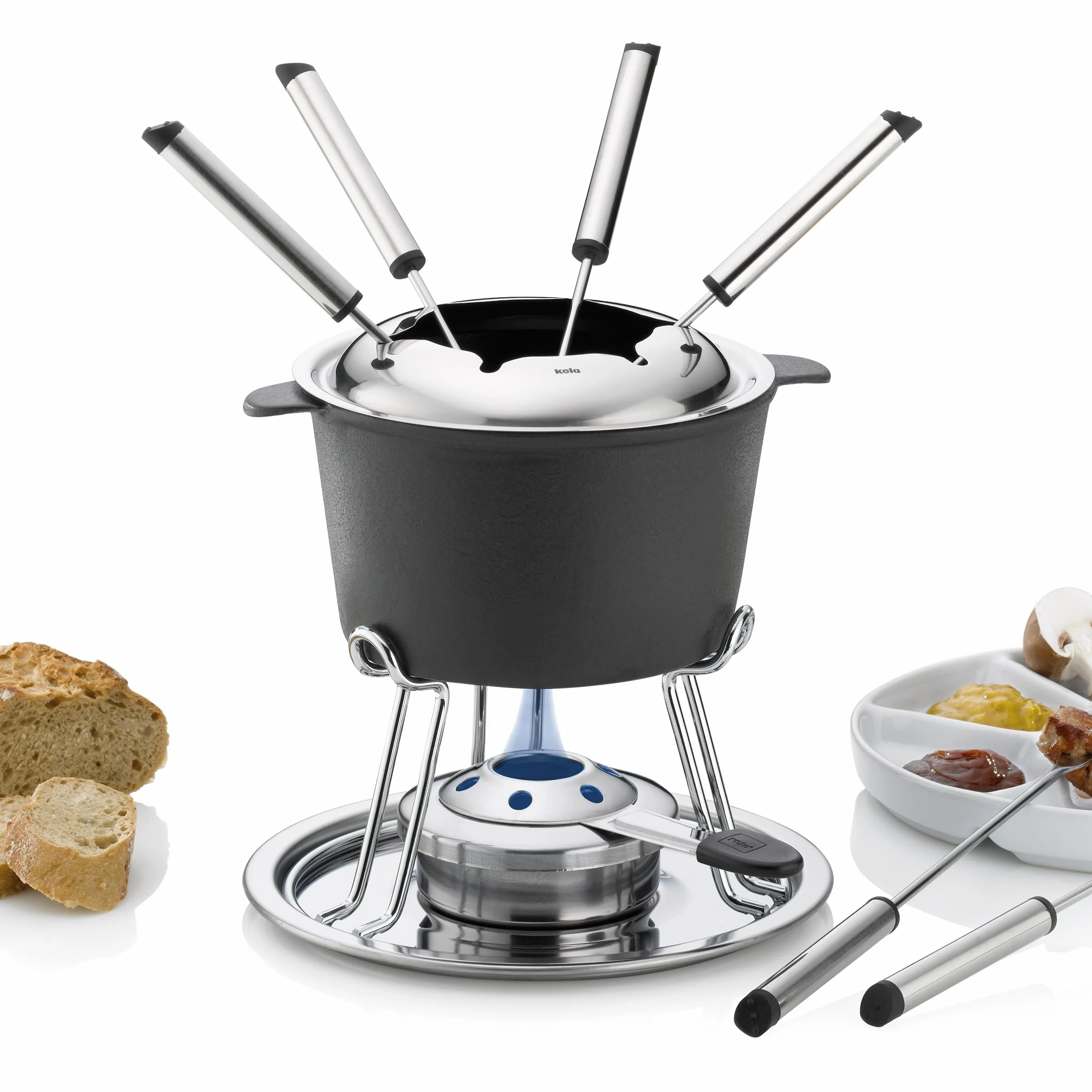 COMORE kela Set per fonduta di carne 11 pezzi, ghisa per 6 persone