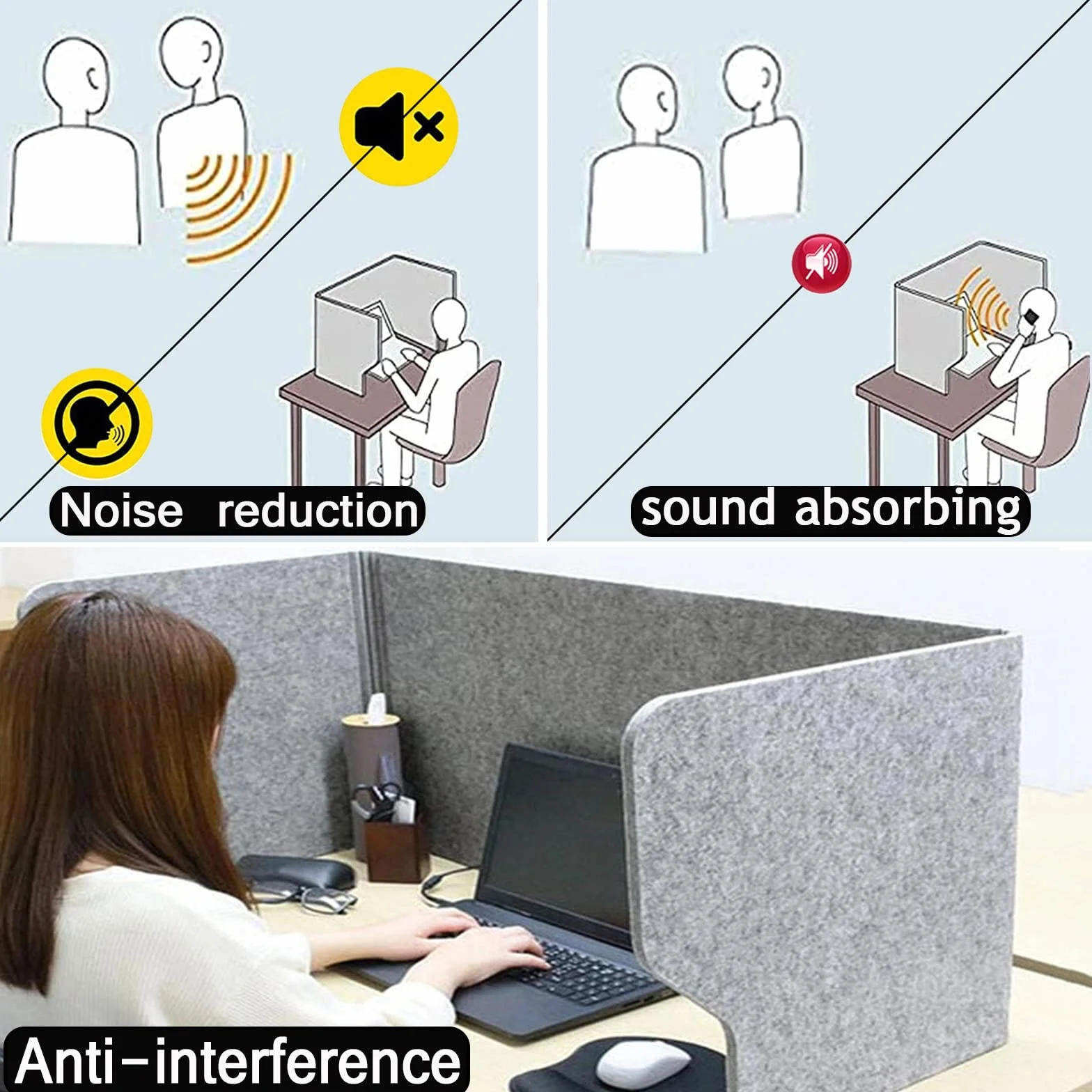 Divisori acustici per scrivania, autoportanti, Leggeri, per scuole, aule, uffici e Altro Ancora, 80 cm, fonoassorbenti, per la Privacy sul Piano di Lavoro