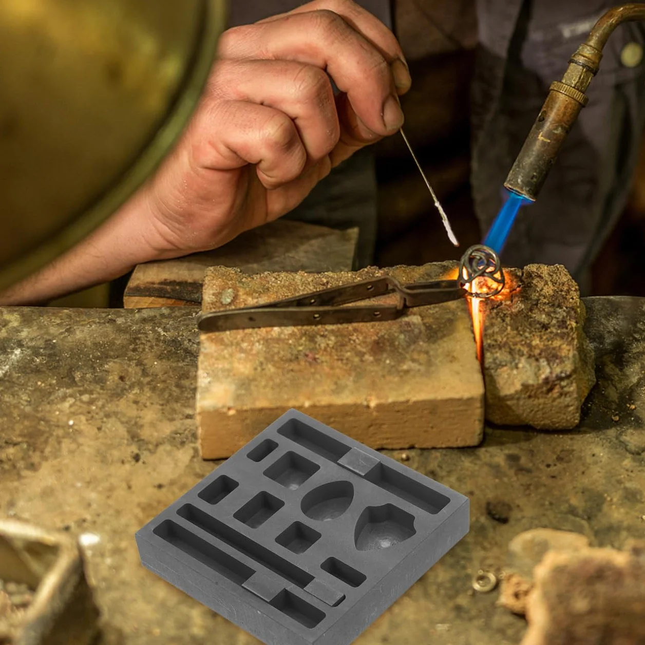 OSALADI Stampo in grafite, a 11 fori, per fusione in metallo dorato, argento