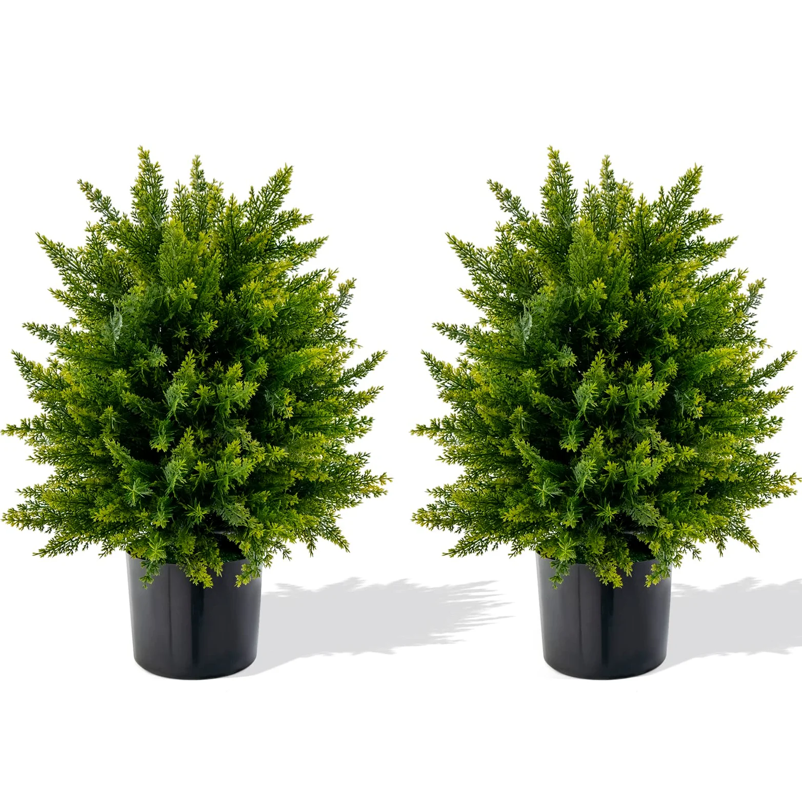 COSTWAY Pianta Finta 54 cm, Cedro Artificiale Resistente ai Raggi UV con Vaso Riempito di Cemento e Foglie Lussureggianti, Alberi Artificiali da Esterno e Interno
