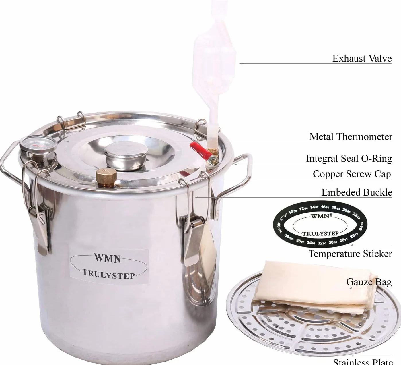Fayelong CASA Alambicco Distillatore Acciaio Inossidabile Moonshine Alcol Rame Kit Per La Fermentazione Del Vino Per Fai Da Te Whisky Wine Brandy Vodka (3Gal/12Liters)