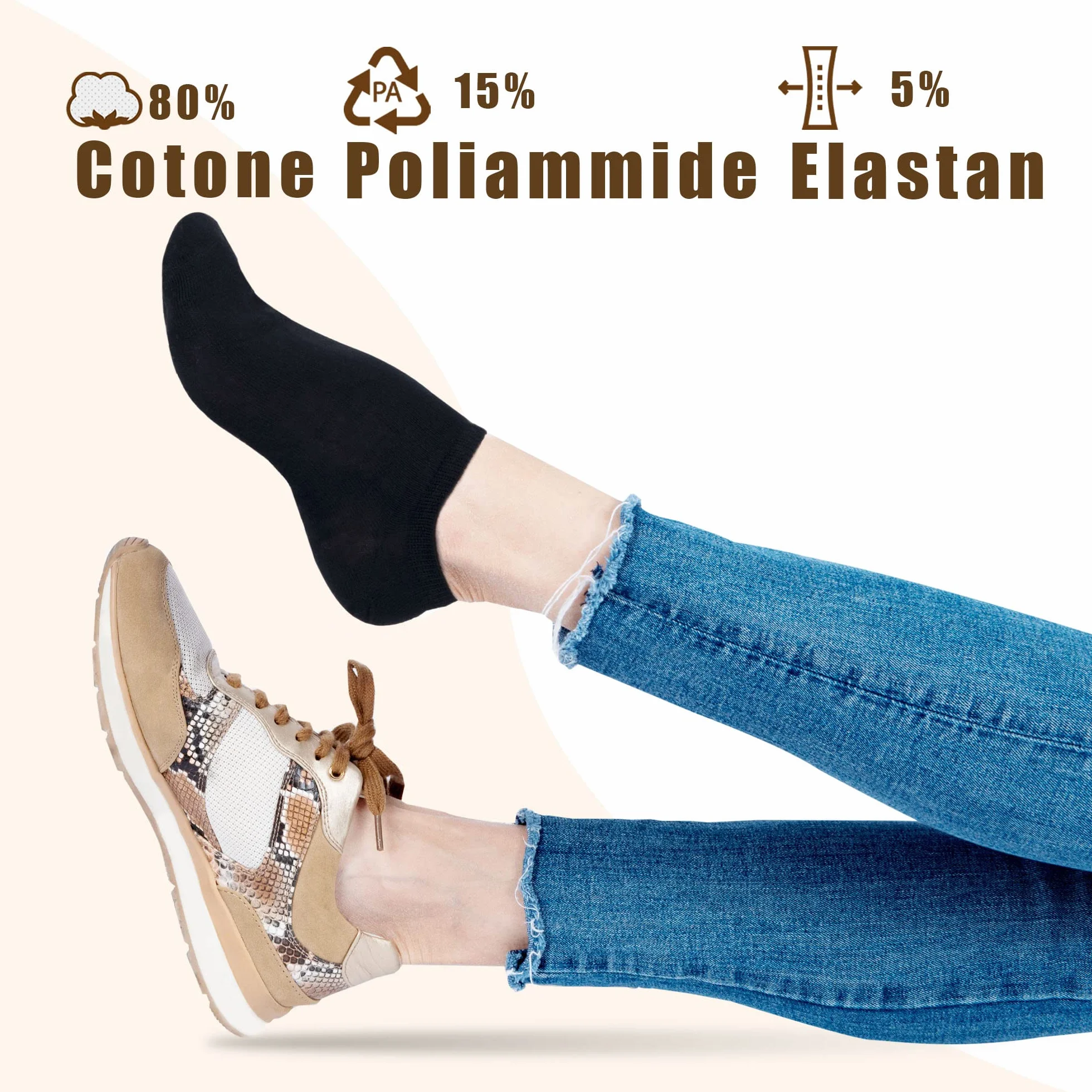 Paia Calzini Corti in Cotone Unisex Fantasmini Invisibili Traspiranti Uomo Donna Sport Palestra