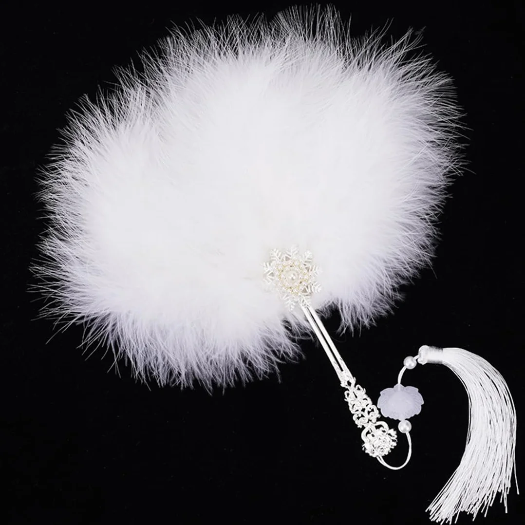 Ventaglio Piume Anni '20 Vintage Handheld Feather Fan Donna Gatsby Party Costume Accessori Bianco