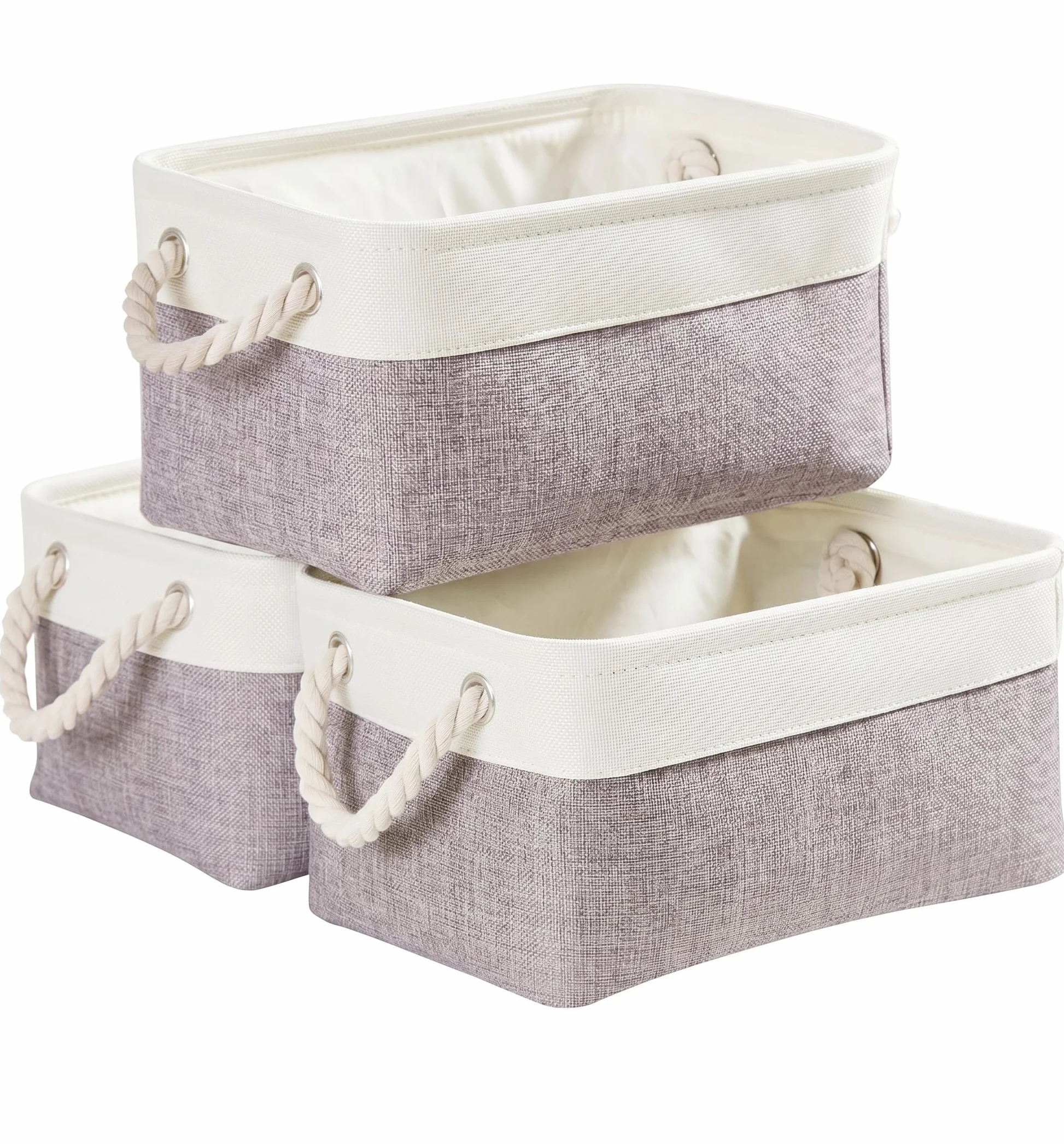 Mangata Scatole per Armadio Pieghevoli Set di 3 Bianco Grigio Contenitori Portaoggetti