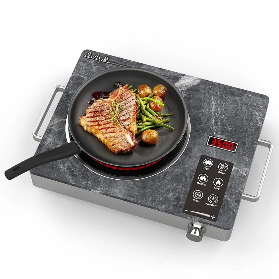 Fornello Elettrico 1 Piastra 2000W Portatile – Piano Cottura Elettrico Vitroceramica 1 Fuoco, Fornello da Campeggio, Vetroceramica per Esterno, Controllo Tattile, Plaque Vitrocéramique 1 Feu