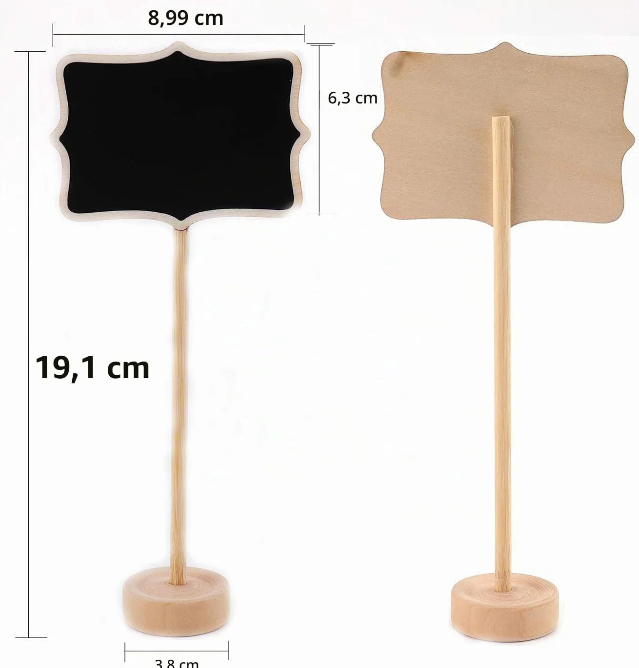Scpehfy Lavagna con cavalletto, 20 mini targhette in legno per alimenti, feste, buffet, matrimoni, compleanni, segnaposto, etichette per prezzi