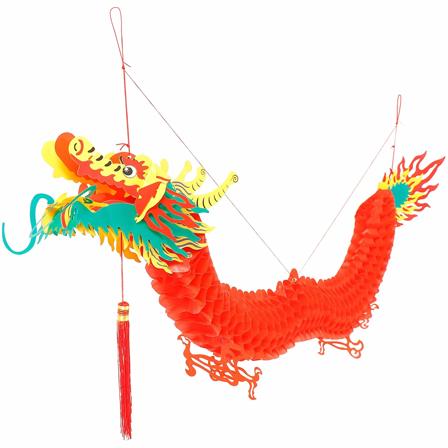 Amosfun Cinese Lanterne Di Plastica 1,5M Decorazioni Capodanno Drago Tradizionale Ornamenti Sospesi Festa