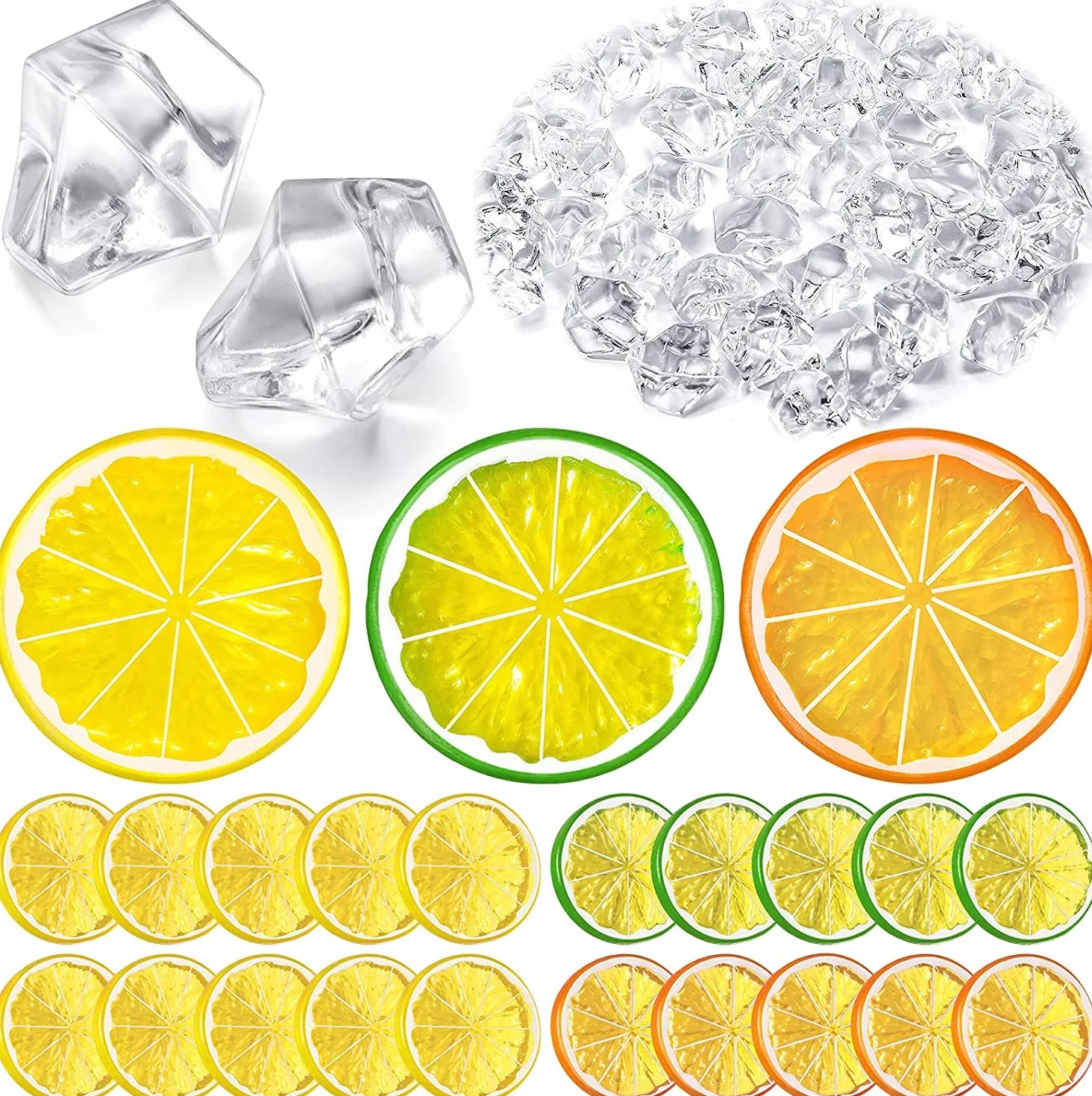 200 Pezzi Ghiaccio Finto Trasparente, Frutta Artificiale Fette Limone Decorazione Festa