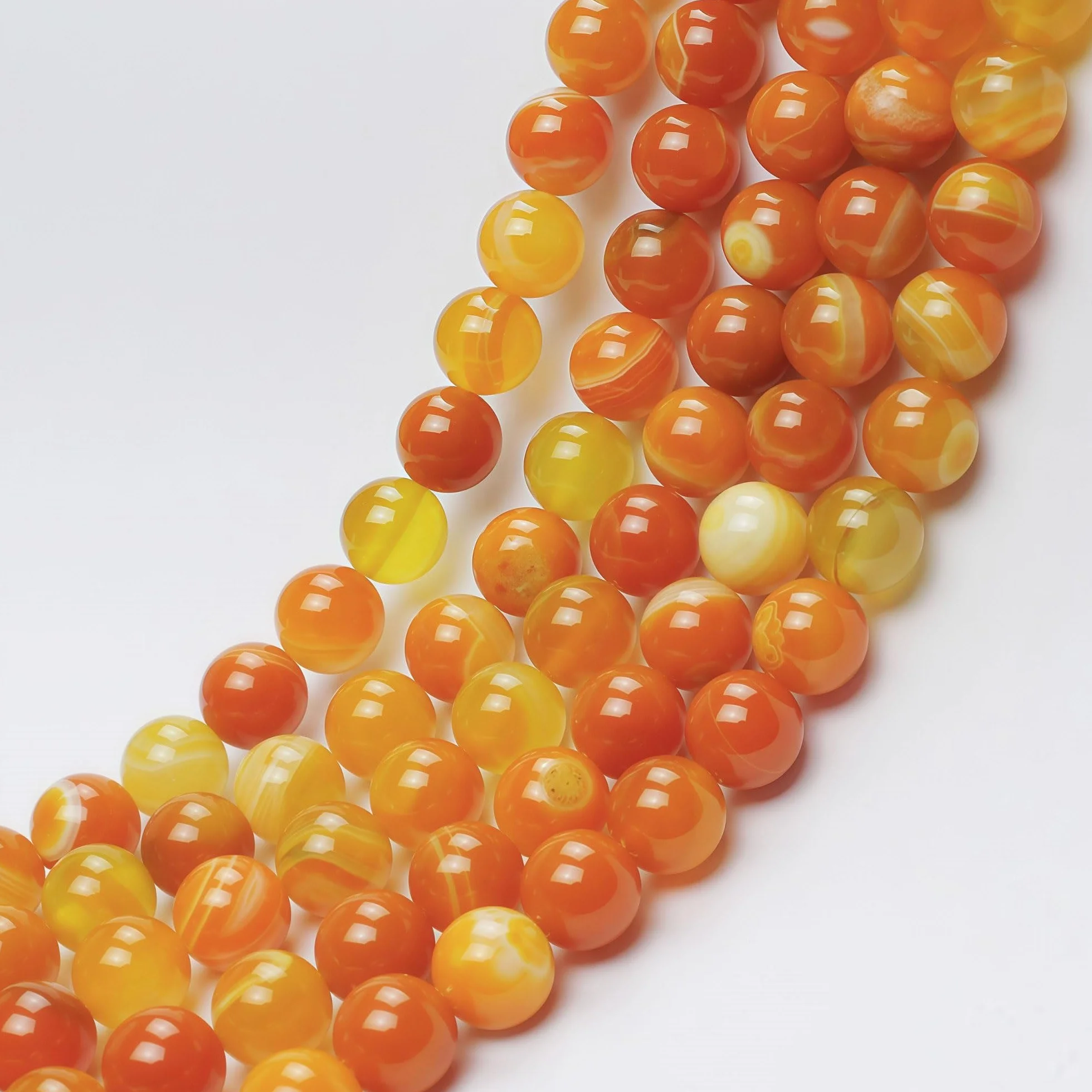 Perline di Pietra Naturale 8mm Agata Arancione Striata 43 pezzi per Creazione Braccialetti Collane Gioielli Fai Da Te