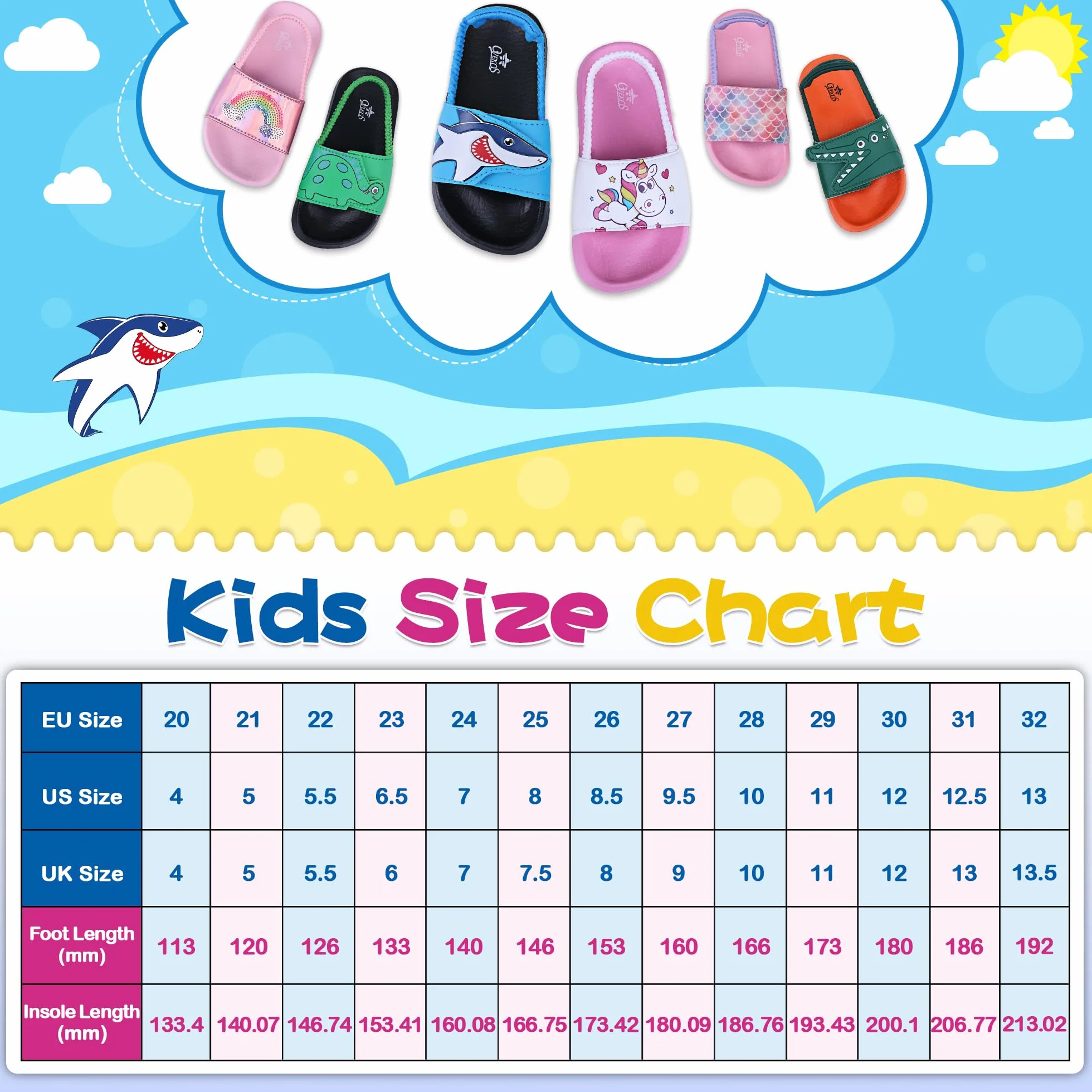Youecci Ciabatte da Spiaggia per Bambini Pantofole da Bagno Ragazzi Ragazze Scarpe da Piscina Estive Sandali Unisex 20-31EU