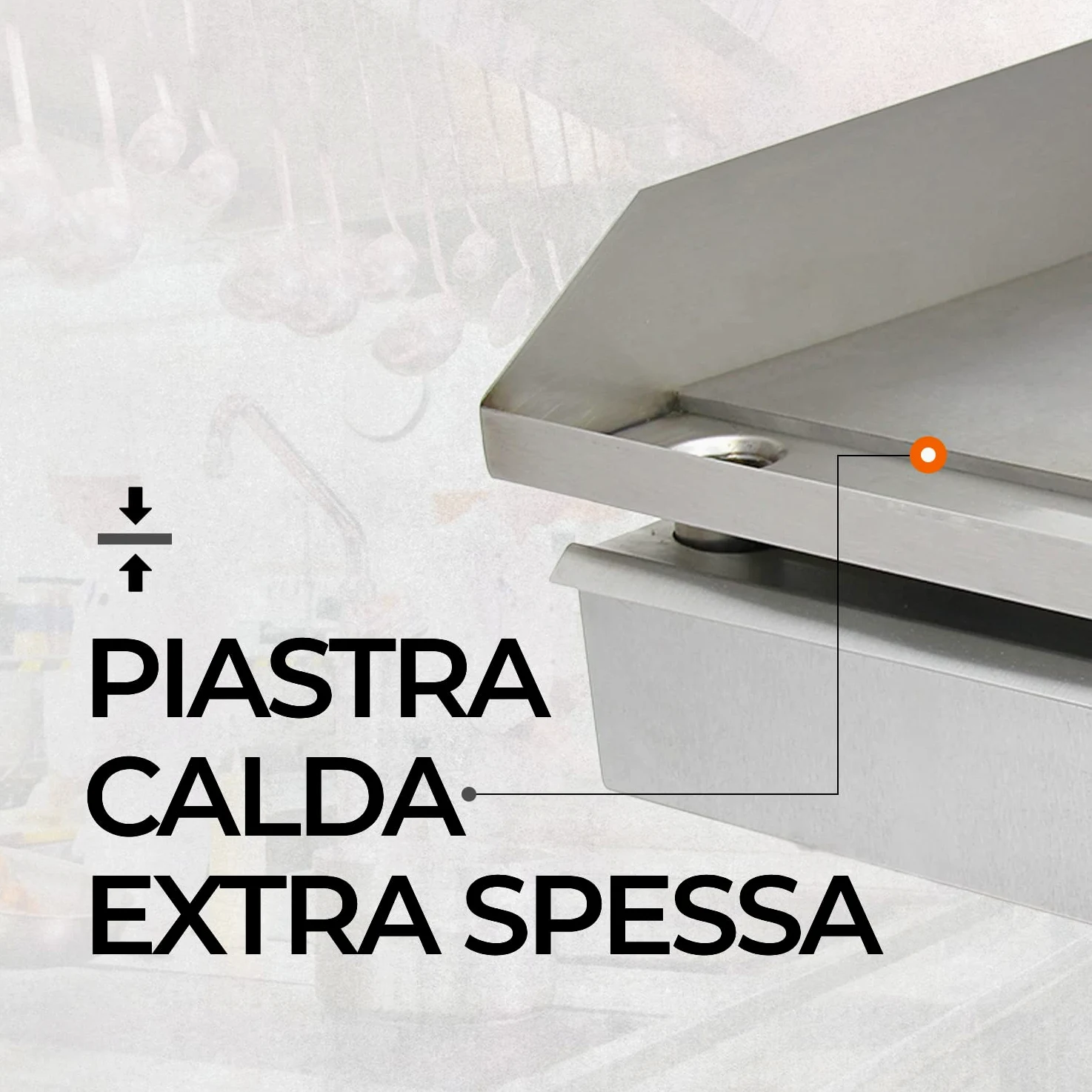 Kukoo - Piastra Elettrica da Cucina in Acciaio Inossidabile Griglia Professionale Liscia Bistecchiera da Bar Ristorante - 50cm