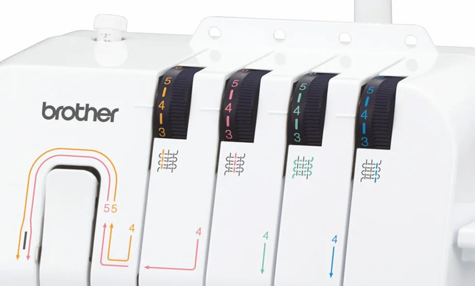 Brother 1334DS Macchina Tagliacuci con Differenziale, Taglia e Cuce anche per Principianti, Overlock a 3 e 4 fili, 10 Punti di Cucito per Cucire Tessuti, Cucitura Professionale, Braccio libero