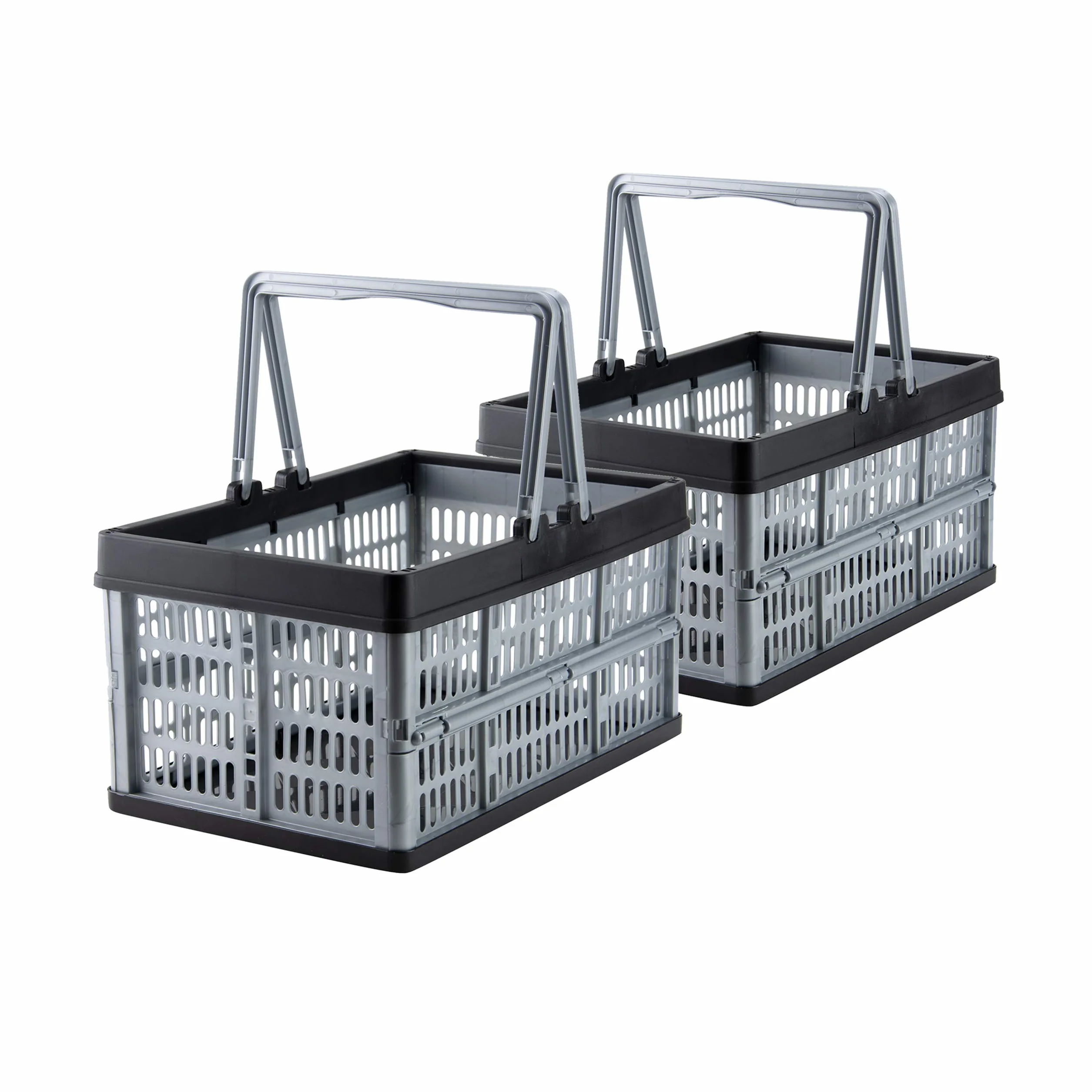 Grizzly set da 2 Cassetta Pieghevole con manici - 16 L - Contenitore Portaoggetti - Impilabile