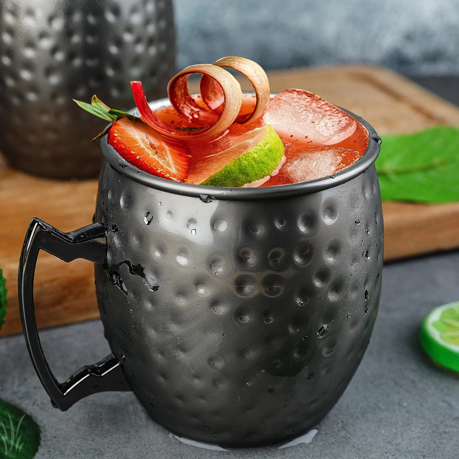Moscow Mule Set di 4 Tazze in Acciaio Inox Nero Gunmetal 510 oz
