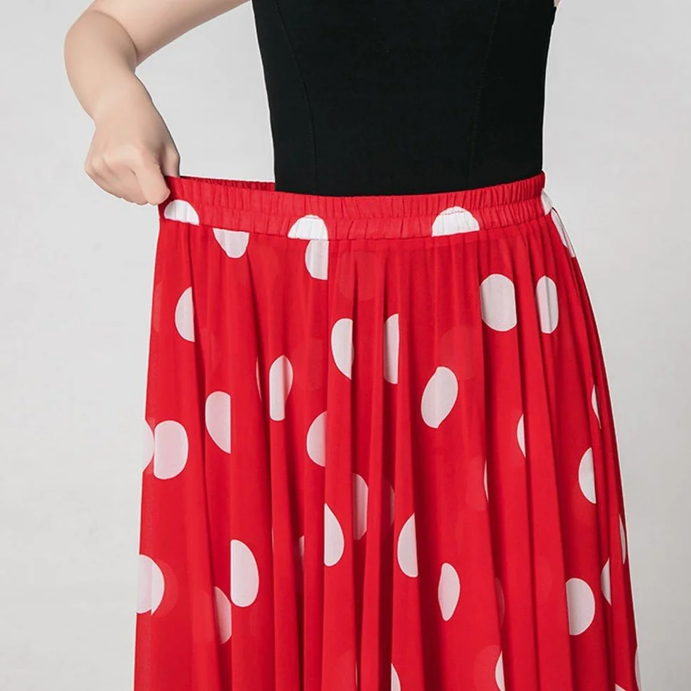 Gonna Ballo Flamenco 720 Gradi Vita Alta Stampa a Pois Donna Danza Latina Folcloristico