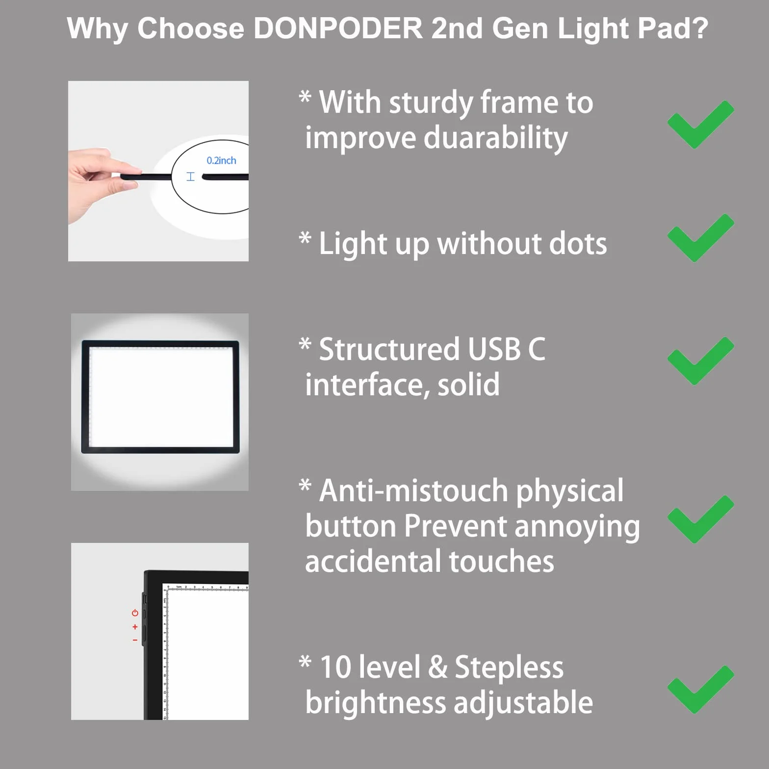 DONPEDOR A3 Tavoletta Luminosa LED Portatile 10 Livelli Luminosità per Diamond Painting, Disegno
