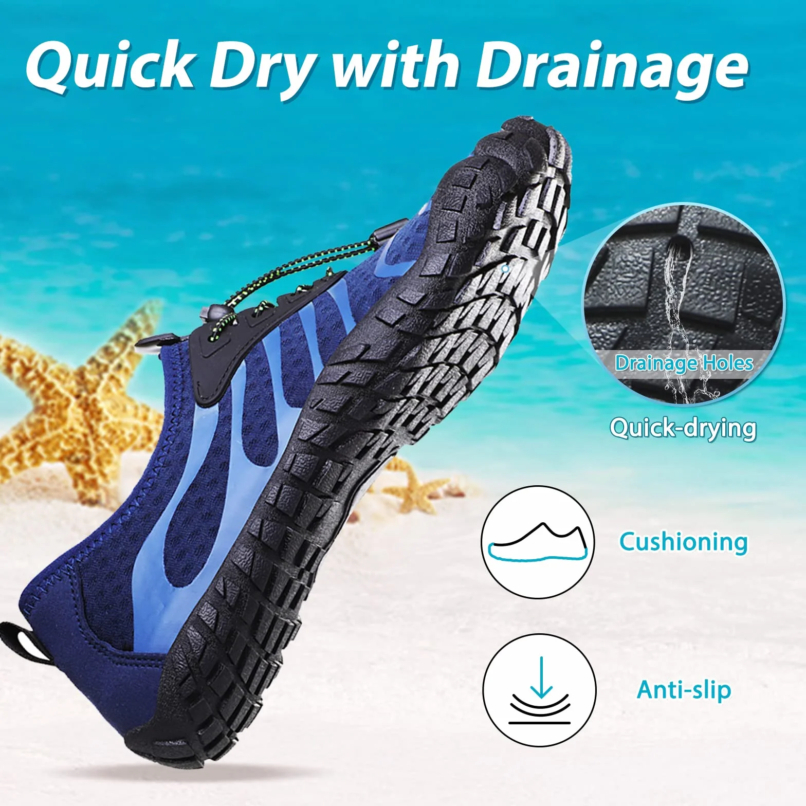 Scarpe da Acqua Unisex Uomo Donna Spiaggia Immersione Surf a Piedi Nudi Quick Dry Leggero Sport Diving Piscina