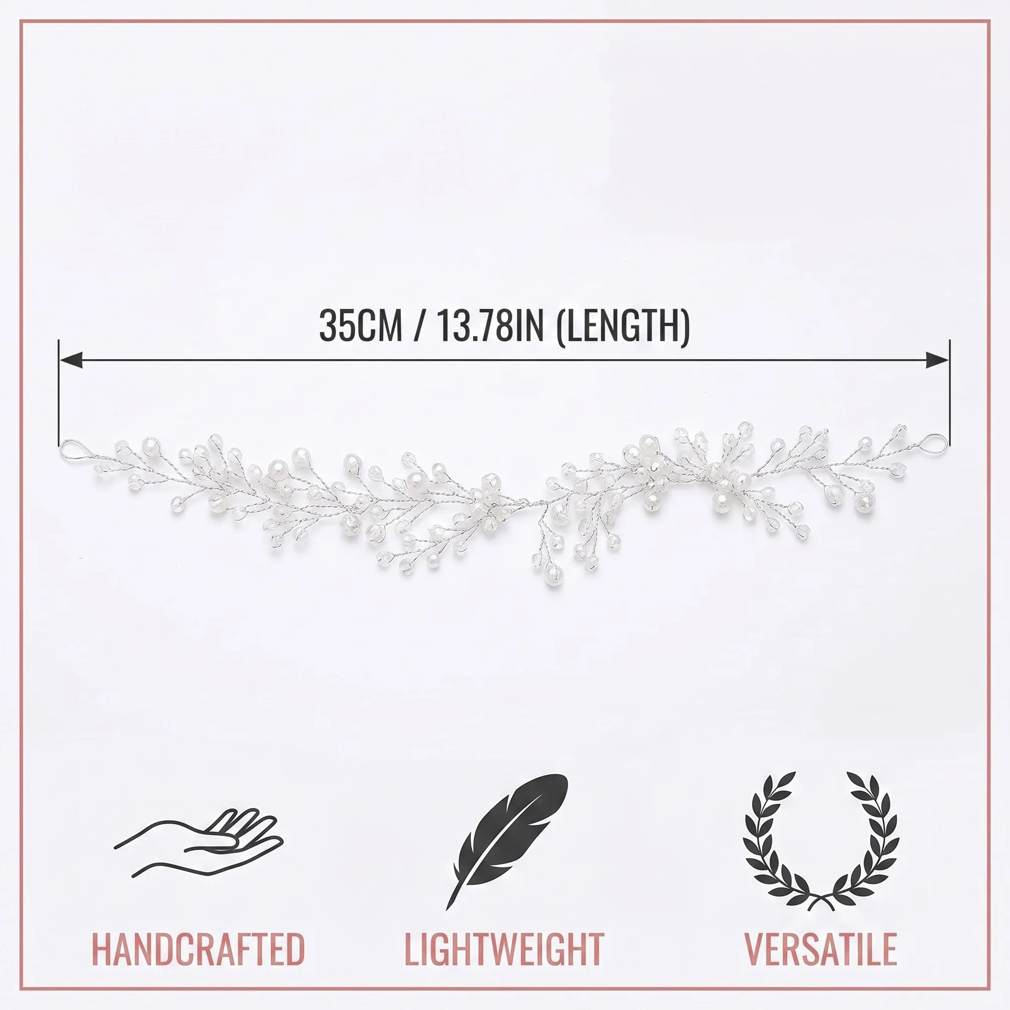 Coroncina Comunione Bambina Diadema Perle 35 cm Accessorio Prima Comunione Battesimo
