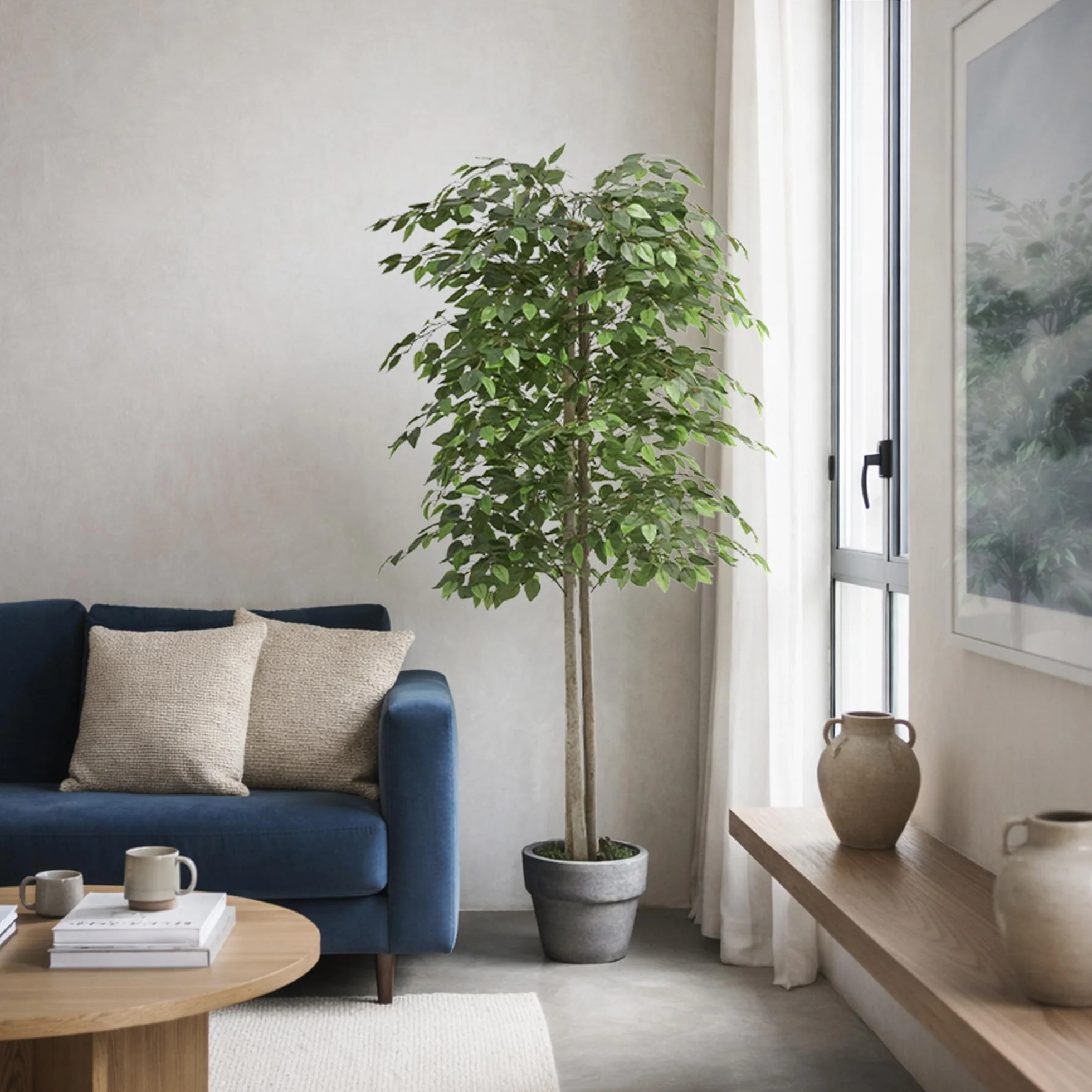 Ficus artificiale 180 cm pianta finta grande tronco naturale albero decorativo realistico casa ufficio hotel