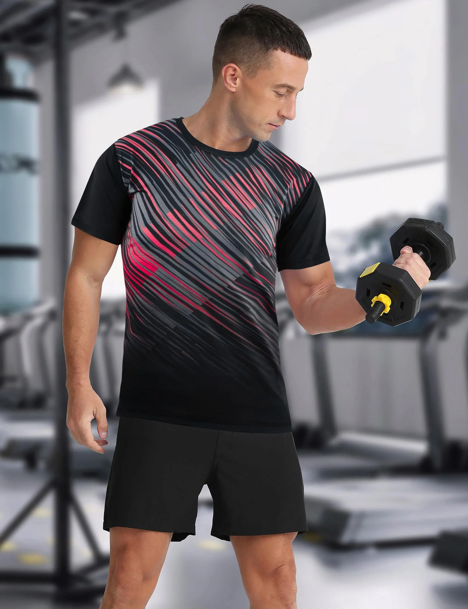 APTRO Maglietta Uomo Sportiva Maniche Corte Tessuto Elastico Asciugatura Rapida Fori Traspiranti Fitness