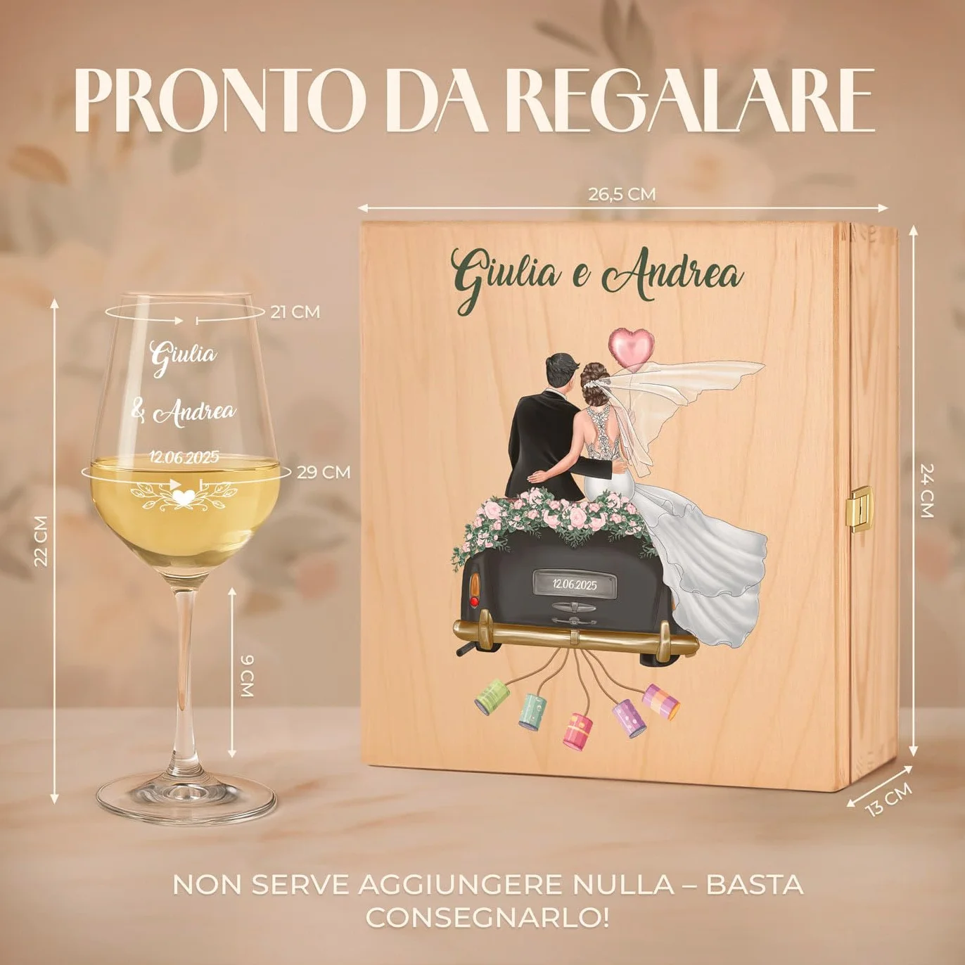 Maverton Calici Vino Personalizzati 490 ml Bicchieri Vino Rosso Bianco Regalo Sposi Coppia