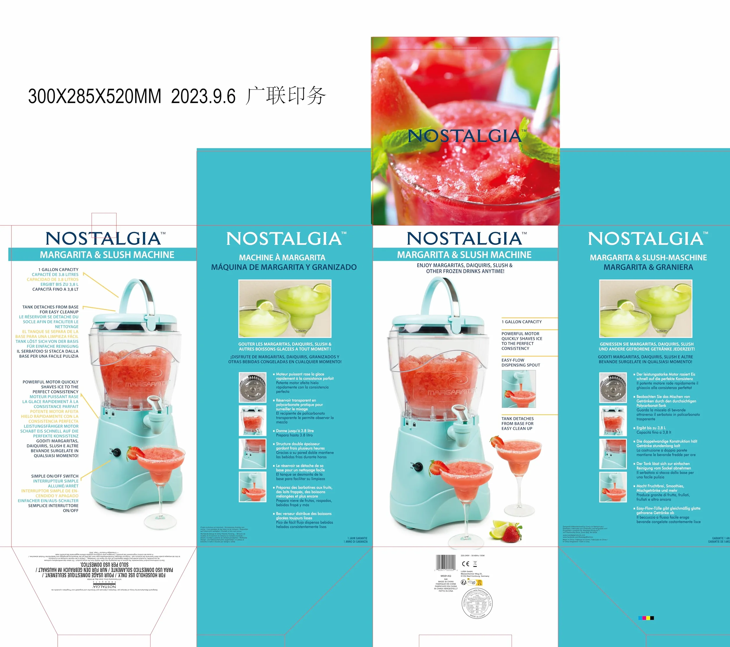 Nostalgia Macchina per Bevande Fredde e Margarita per Casa 3,7 L Acciaio Inossidabile