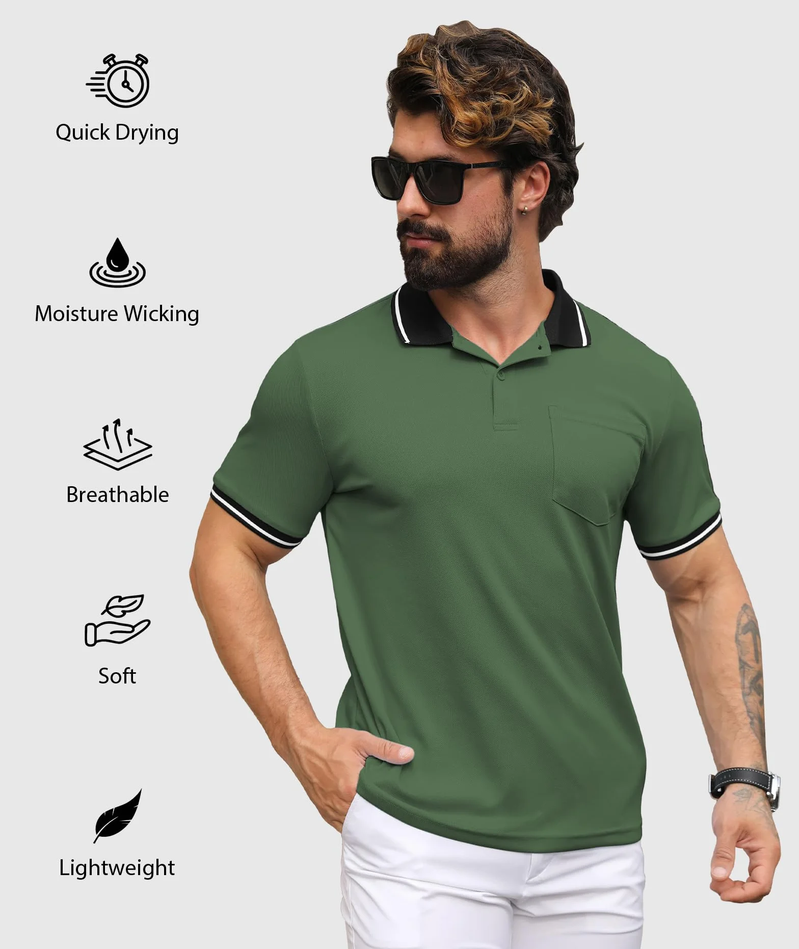 SwissWell 3 Pezzi Polo Uomo Manica Corta Traspirante Estiva