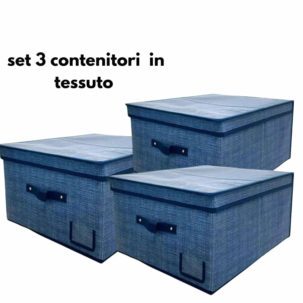 Scatole per armadio con Coperchio Set 3 - Contenitore Medi 50x40x25 cm Robusti