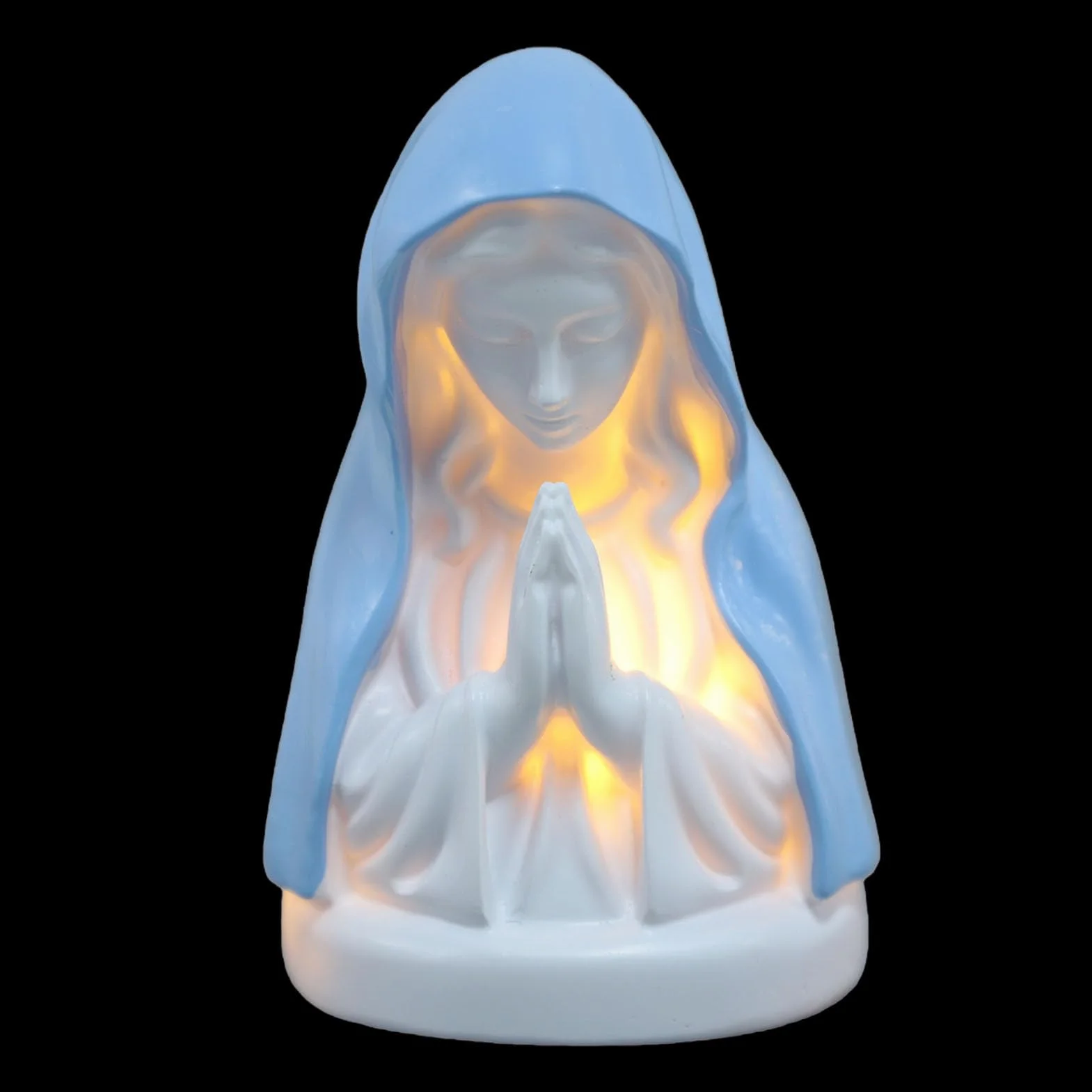 Mumusuki Statua della Vergine Maria con Luce Notturna, Elegante Lampada da Statua Religiosa Lampada da Scrivania Decorativa in Resina per la Decorazione del Soggiorno della Camera da