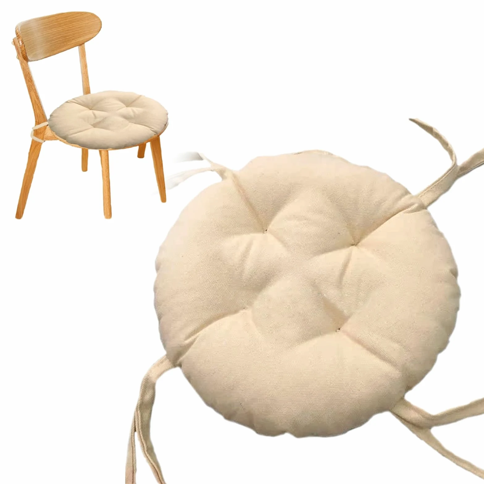 Comodi cuscini rotondi per sedia da bar, elastici, per sedie da ufficio, bistrot, sala da pranzo, cuscino spesso e morbido, diametro 35 cm, beige, perfetto per la decorazione della casa e dell'ufficio