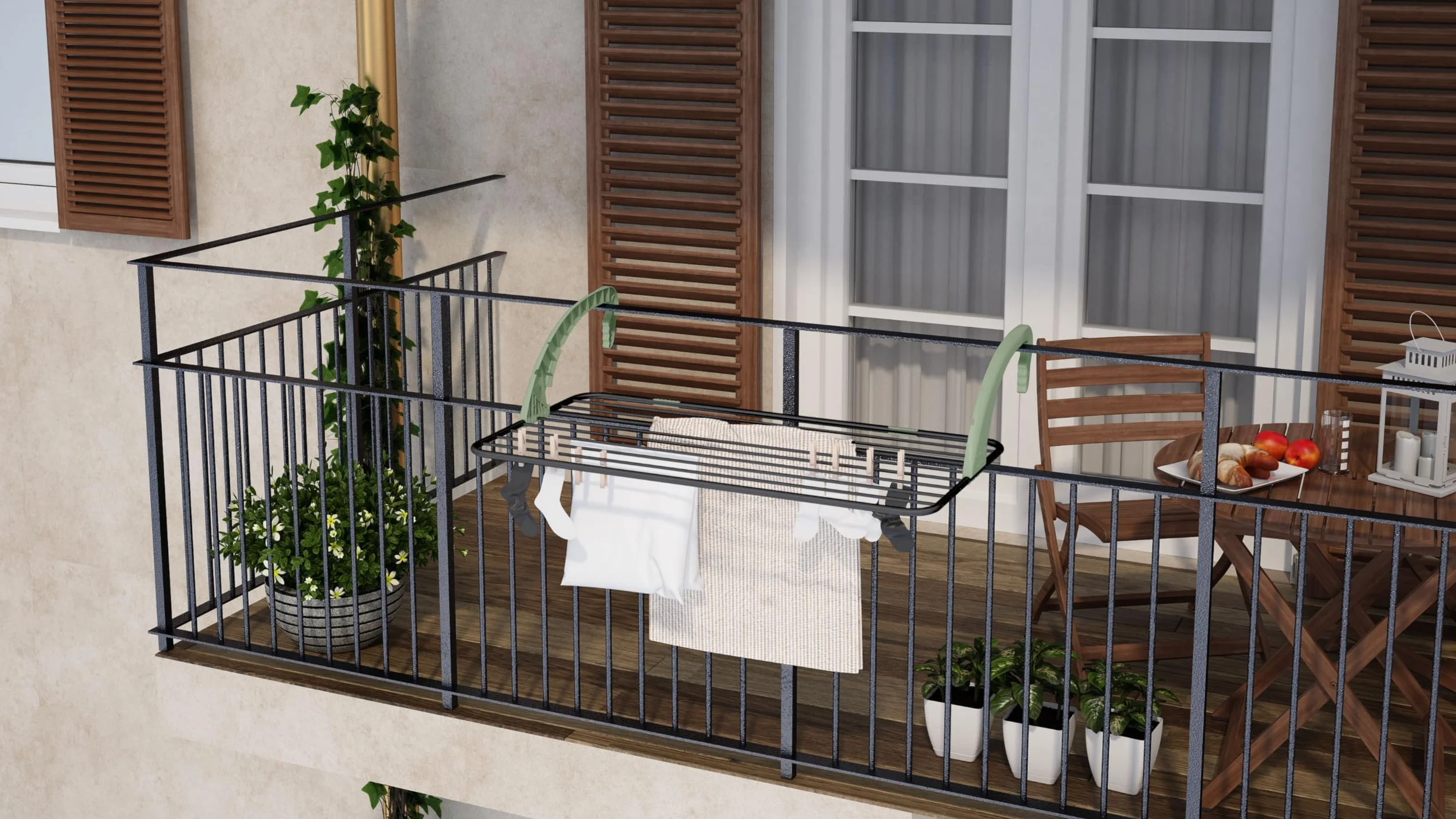 Colombo Stendino da Balcone Acciaio Verniciato Stendibiancheria 10 Metri Antiruggine Made in Italy