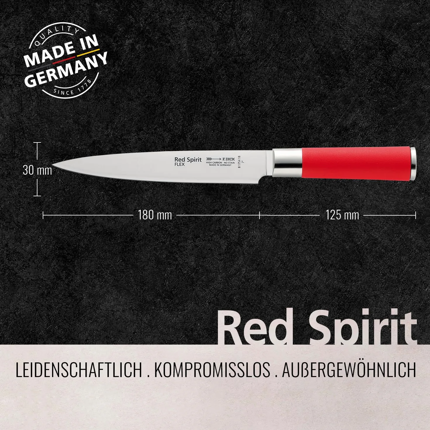 F. DICK Coltello per sfilettare Red Spirit 18 cm, acciaio X55CrMo14