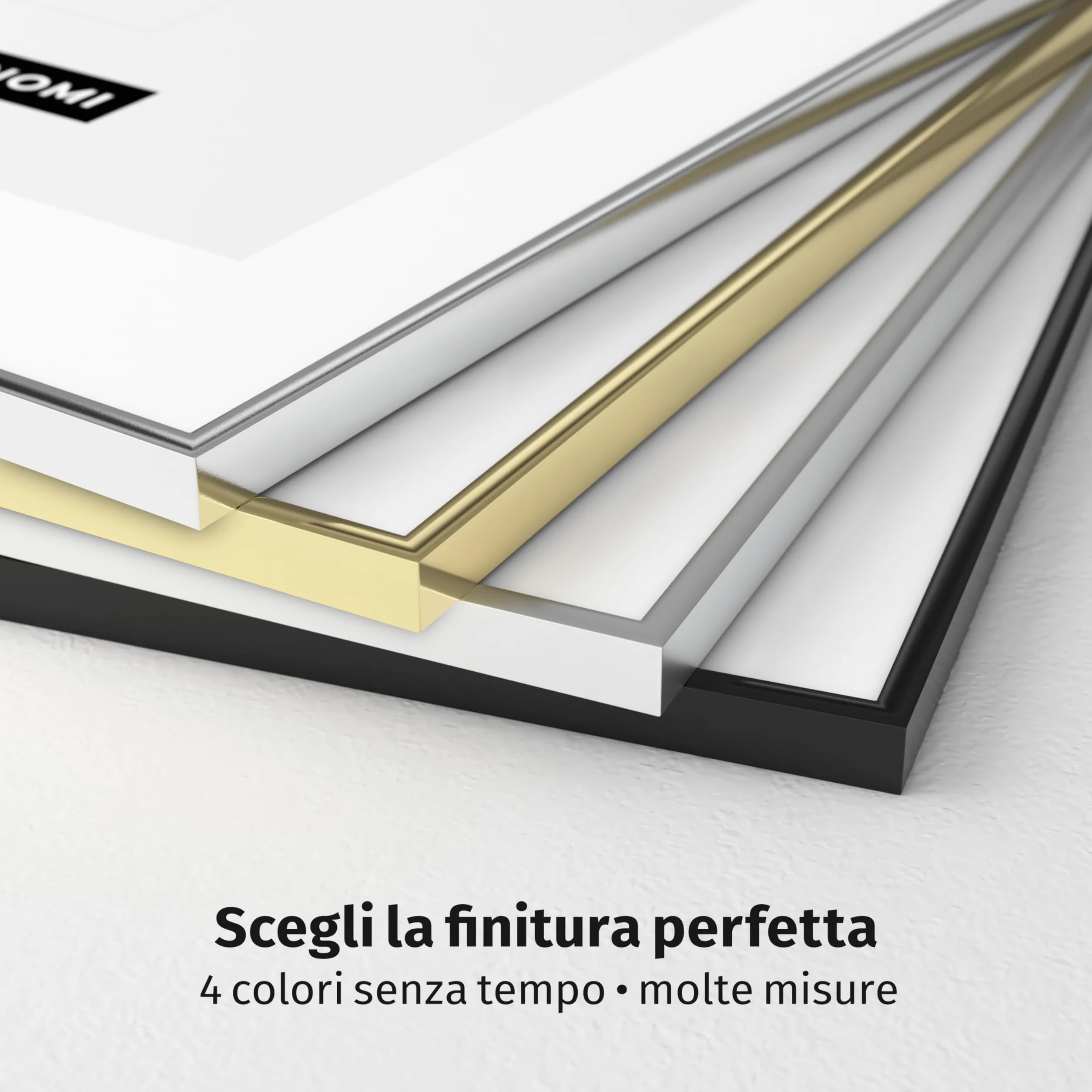 Cornice portafoto 30 x 40 cm alluminio nero opaco vetro acrilico antiurto