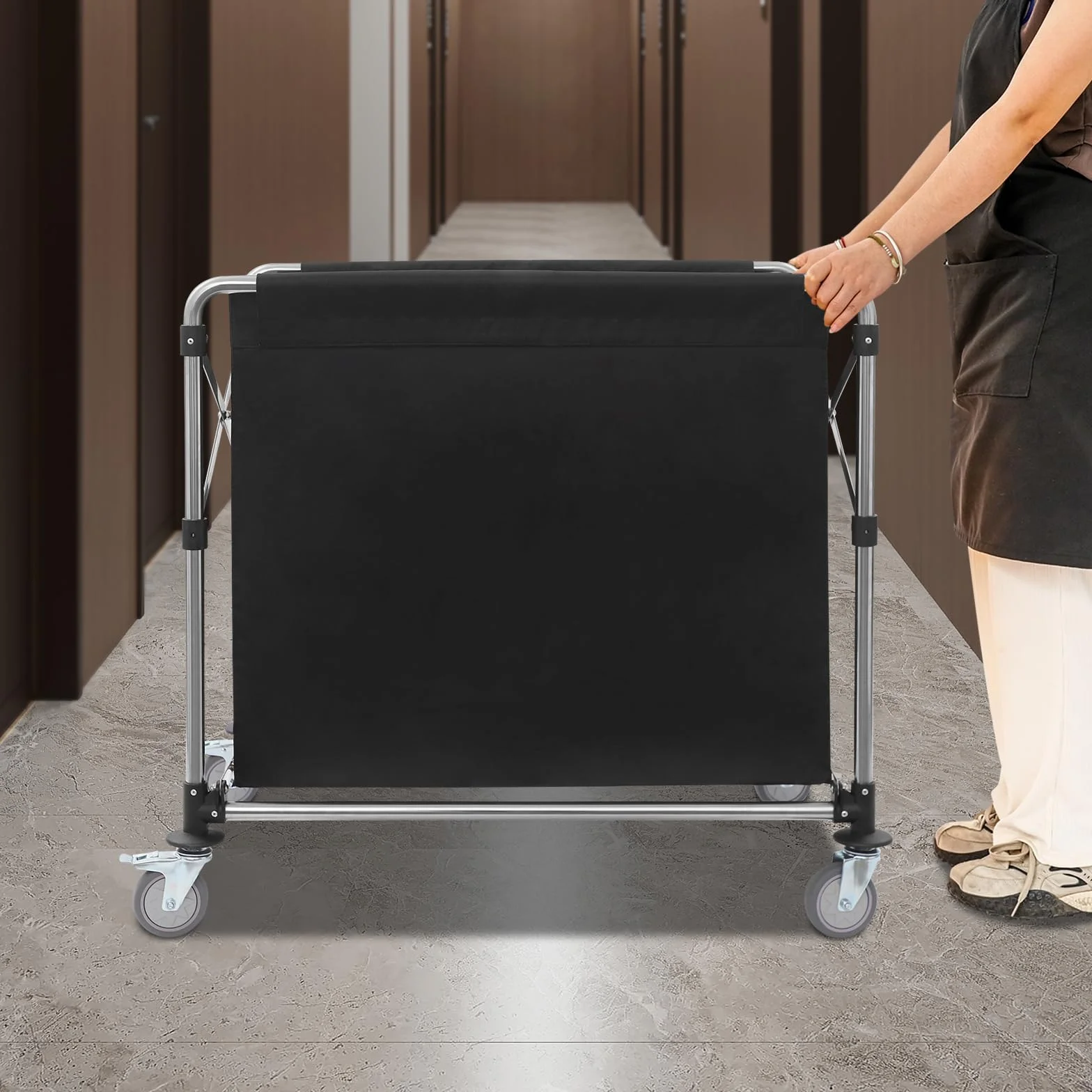 Carrello per la biancheria, con ruote, pieghevole, per la biancheria, per la casa, hotel, 90 x 60 x 88 cm