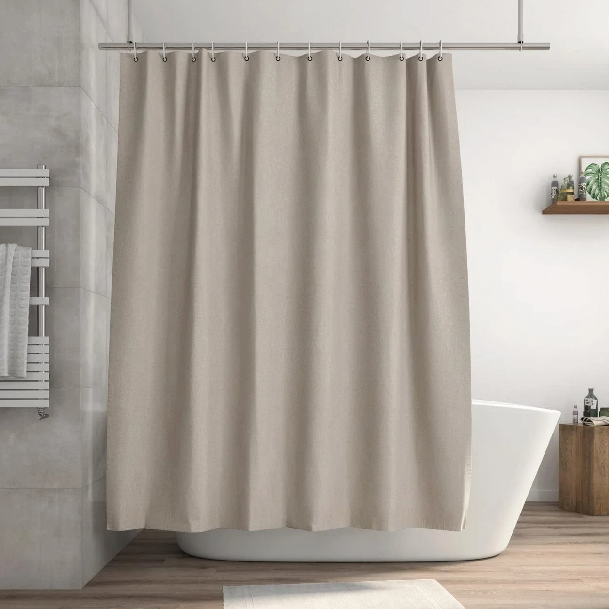IPEA Anelli per Tende Doccia con Gancio Apribile 24 pezzi Made in Italy Plastica Super Resistente Scorrevole per Asta Tenda Bagno Bianco 45 x 35 mm