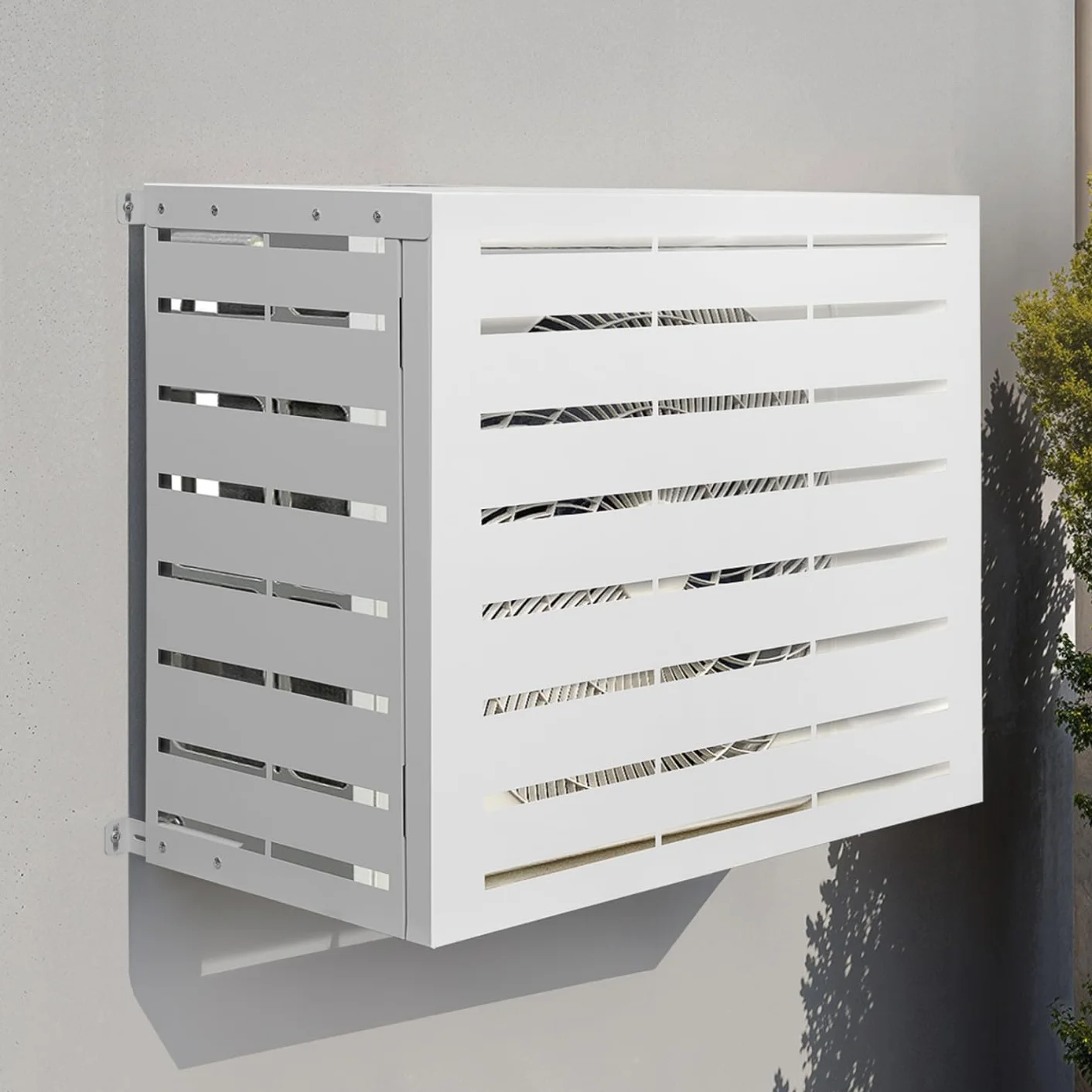 IDMarket - Copertura metallica bianca per condizionatore d'aria per unità esterna 95 x 48 x 80 cm