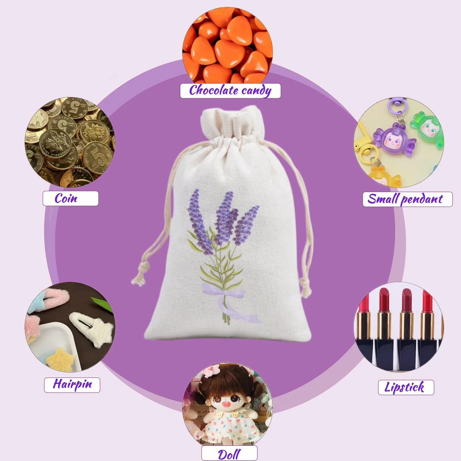Ziyonix 16 Sacchetti di Lavanda Vuoti con Coulisse in Cotone e Lino, 15 x 10 cm, Bustine per Lavanda, Spezie ed Erbe Aromatiche