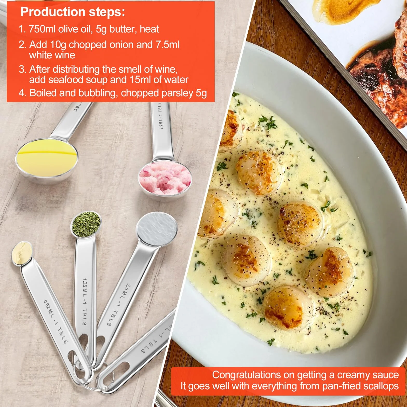 Fousenuk 7 pezzi Cucchiai Dosatori, Misurini Cucina Set in Acciaio Inox 304 con 6 Misurini Cucchiai e 1 Righello, per Culinaria e Pasticceria, Cucchiai Dosatore per Misurare Solidi e Liquido